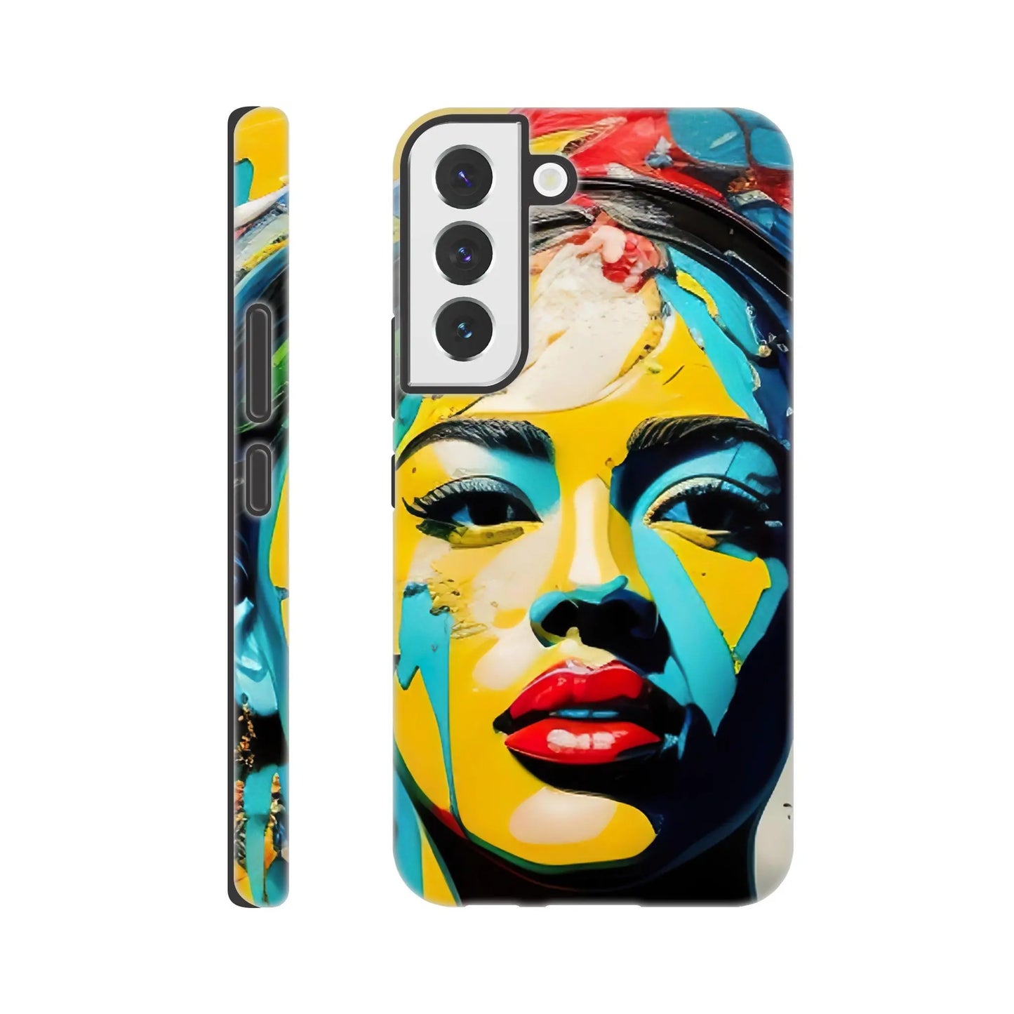 Smartphone-Hülle "Hart" - Frauenporträt im Splash Art Stil, KI-Kunst, Splash Art - Porträts, Galaxy-S22 - RolConArt
