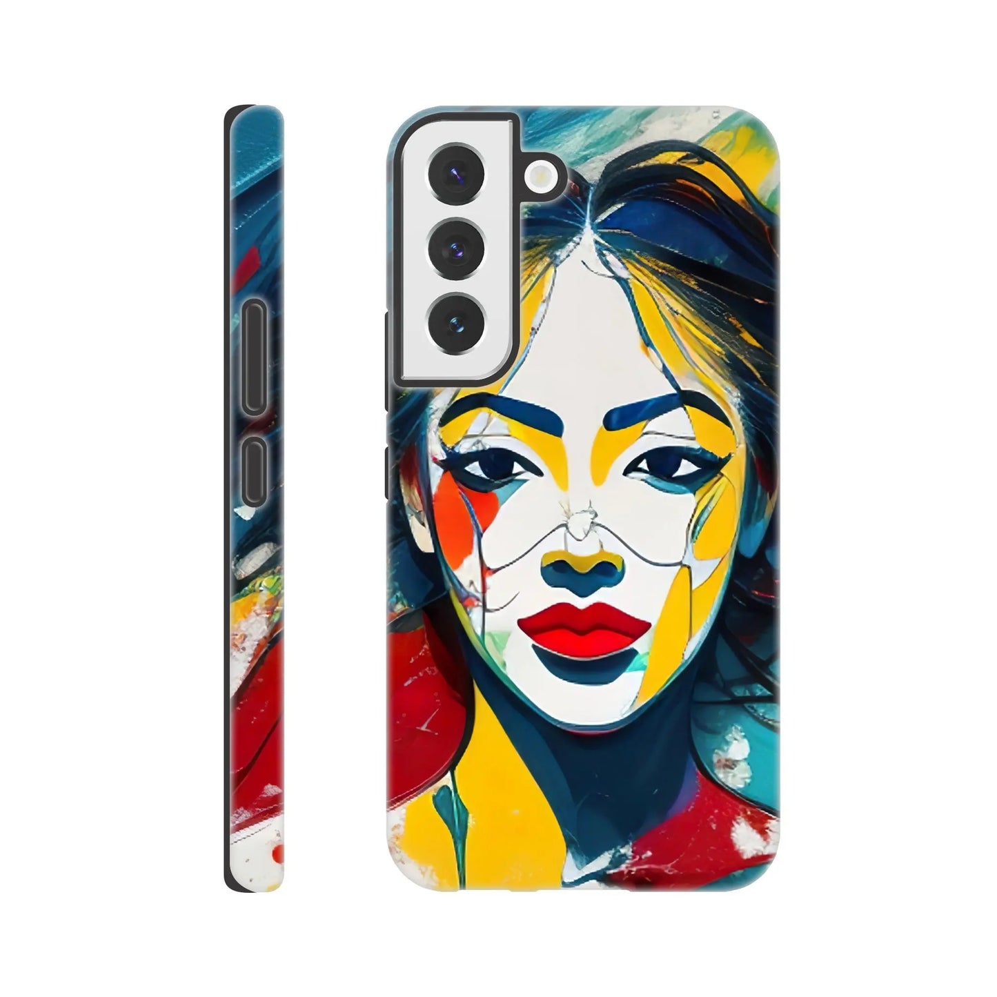 Smartphone-Hülle "Hart" - Frauenporträt im Splash Art Stil, KI-Kunst, Splash Art - Porträts, Galaxy-S22 - RolConArt