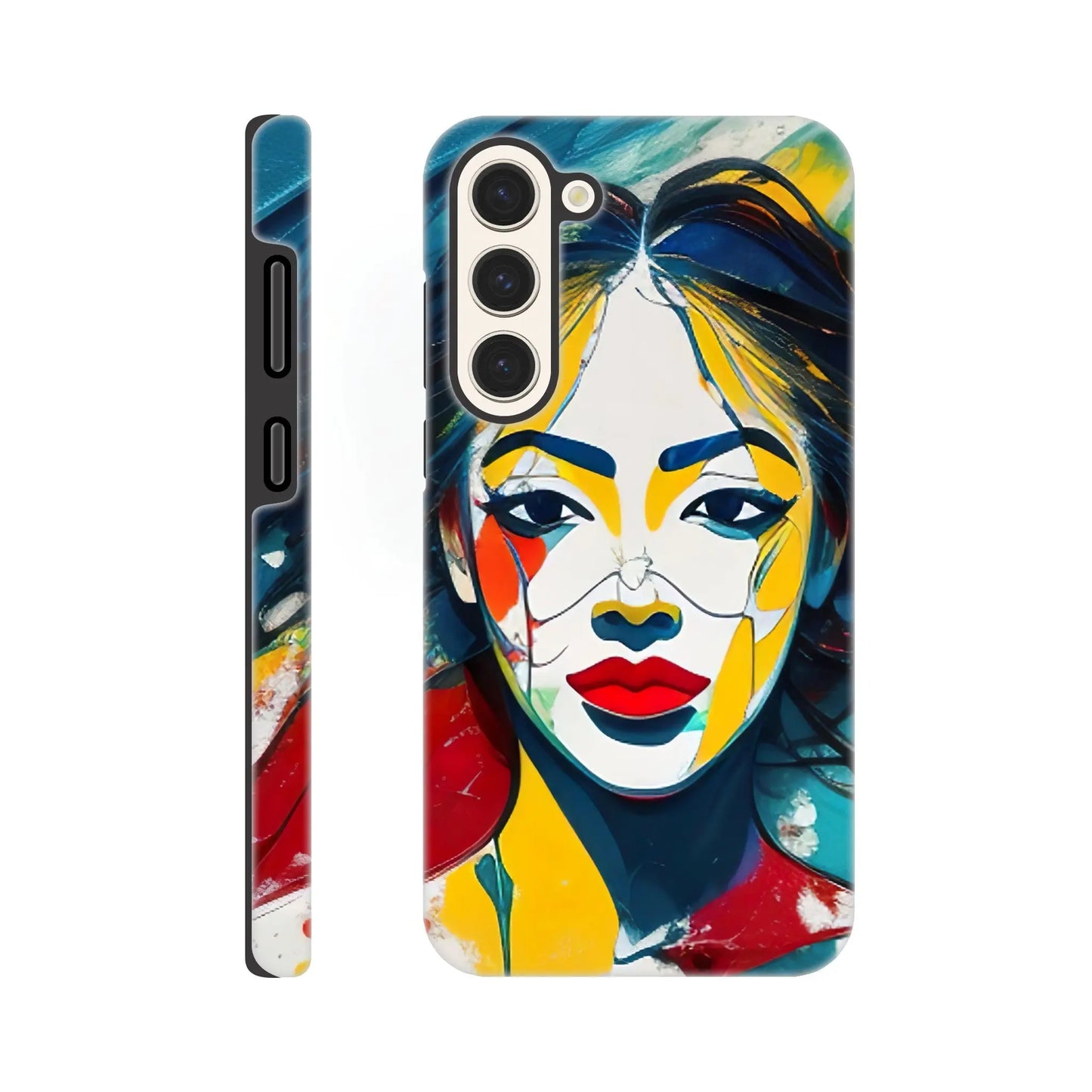Smartphone-Hülle "Hart" - Frauenporträt im Splash Art Stil, KI-Kunst, Splash Art - Porträts, Galaxy-S23-Plus - RolConArt
