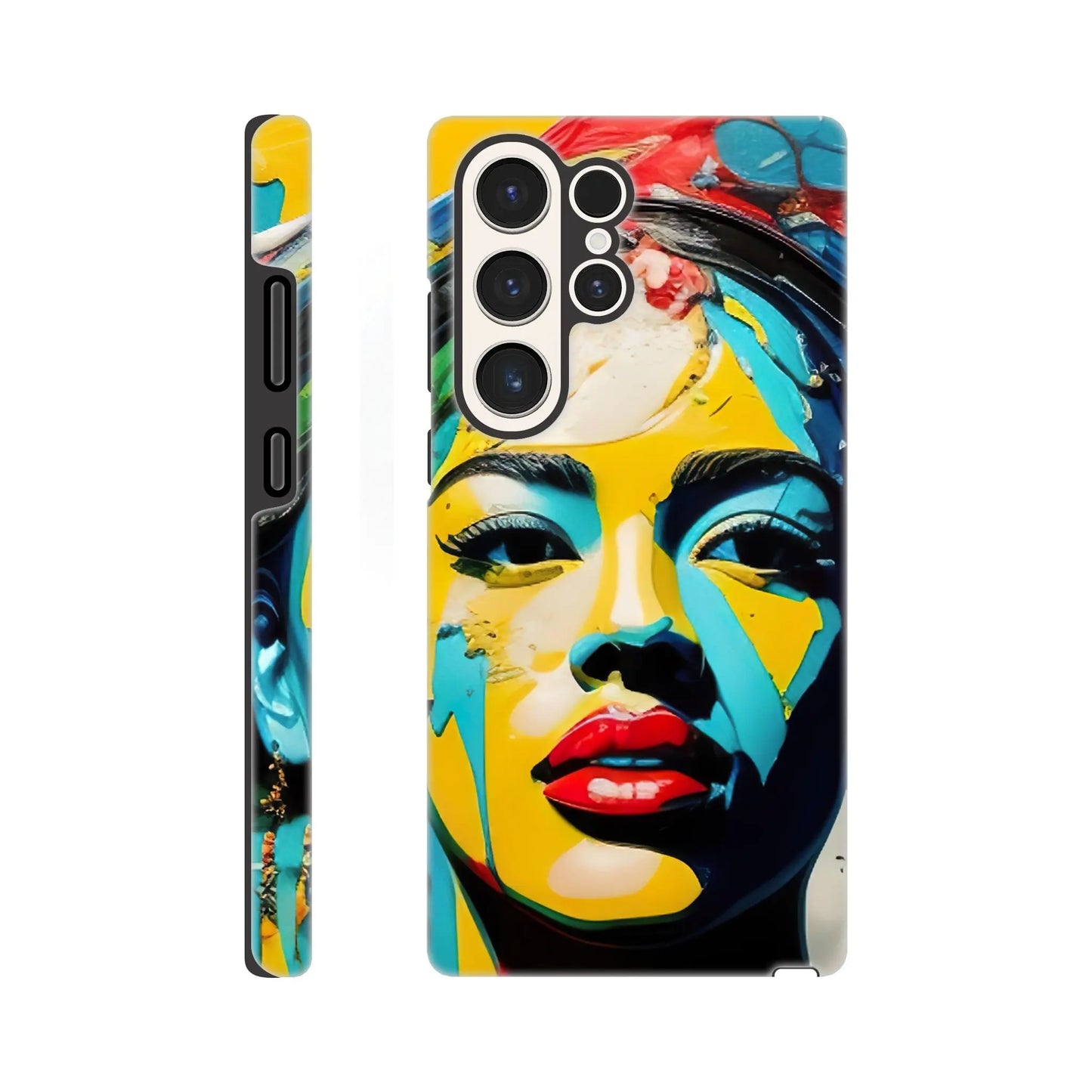Smartphone-Hülle "Hart" - Frauenporträt im Splash Art Stil, KI-Kunst, Splash Art - Porträts, Galaxy-S23-Ultra - RolConArt