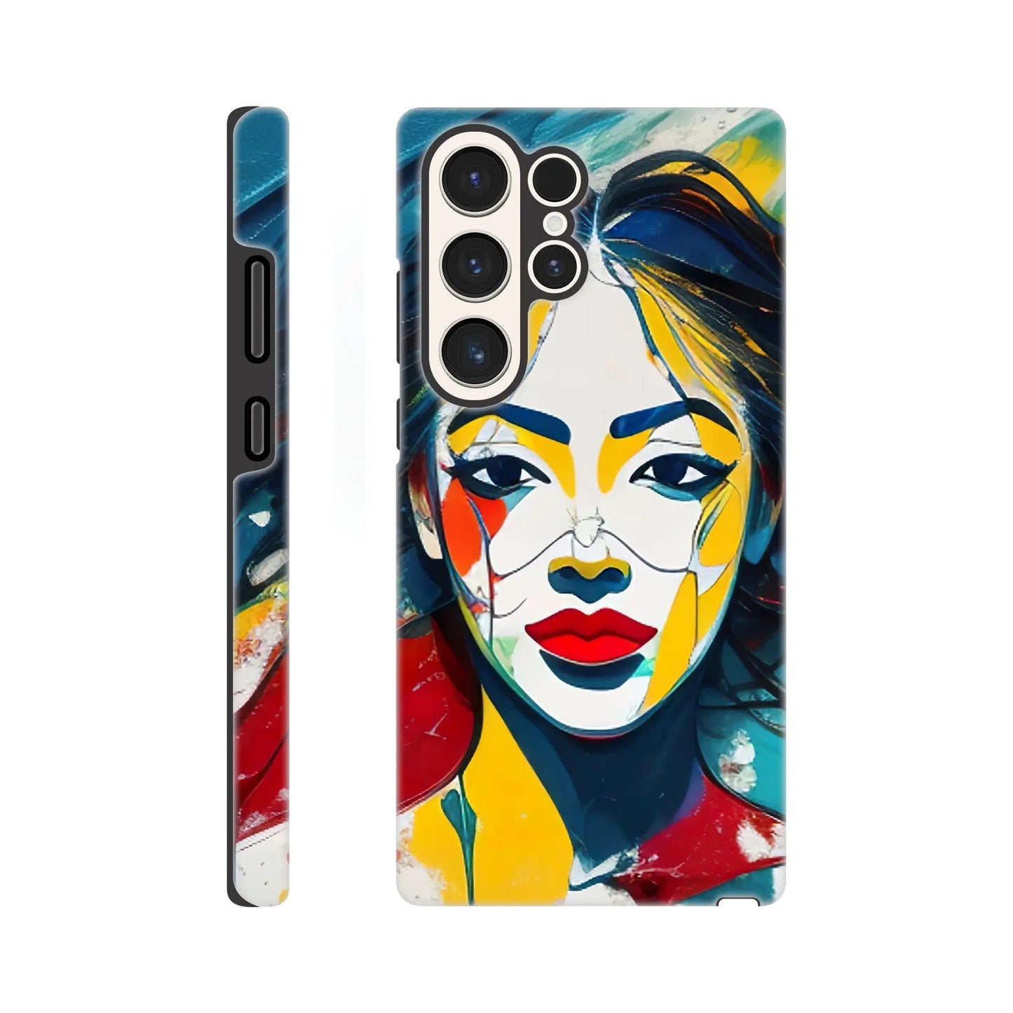 Smartphone-Hülle "Hart" - Frauenporträt im Splash Art Stil, KI-Kunst, Splash Art - Porträts, Galaxy-S23-Ultra - RolConArt