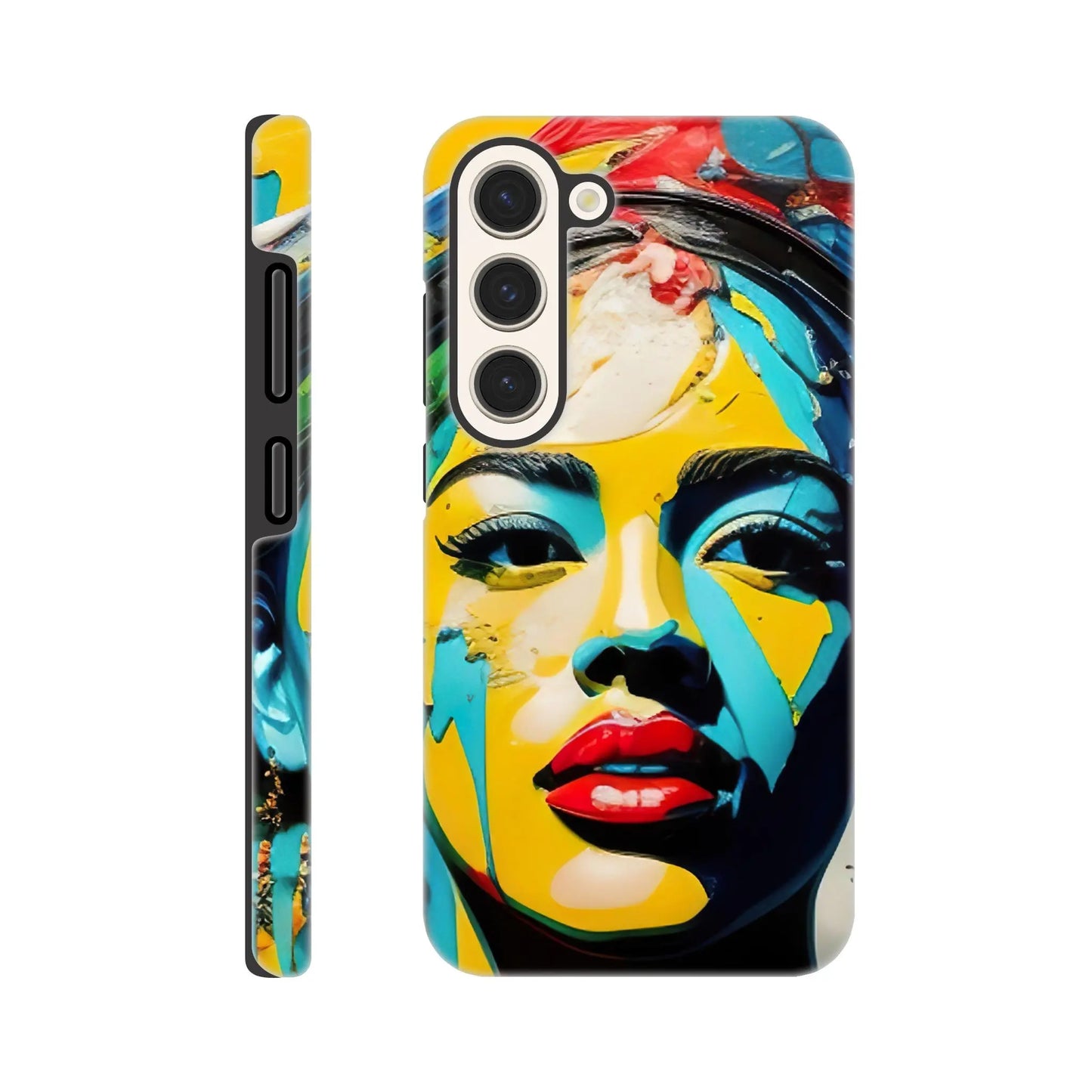 Smartphone-Hülle "Hart" - Frauenporträt im Splash Art Stil, KI-Kunst, Splash Art - Porträts, Galaxy-S23 - RolConArt