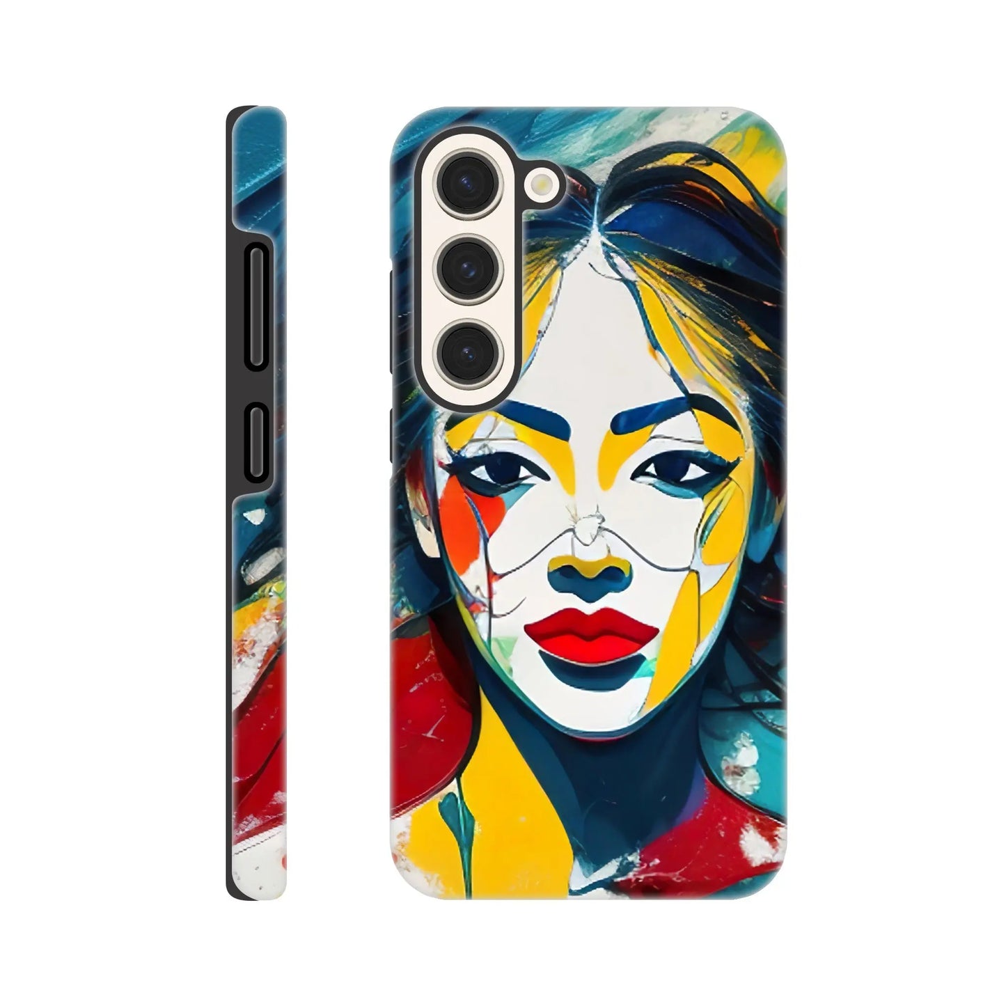 Smartphone-Hülle "Hart" - Frauenporträt im Splash Art Stil, KI-Kunst, Splash Art - Porträts, Galaxy-S23 - RolConArt