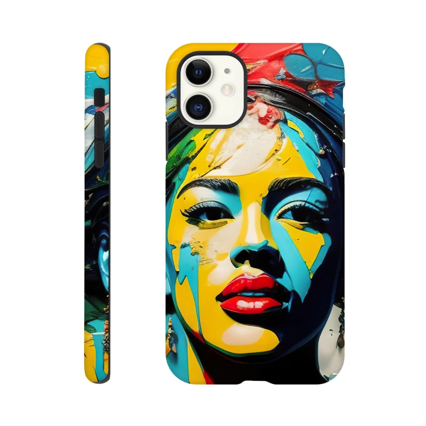 Smartphone-Hülle "Hart" - Frauenporträt im Splash Art Stil, KI-Kunst, Splash Art - Porträts, iPhone-11 - RolConArt
