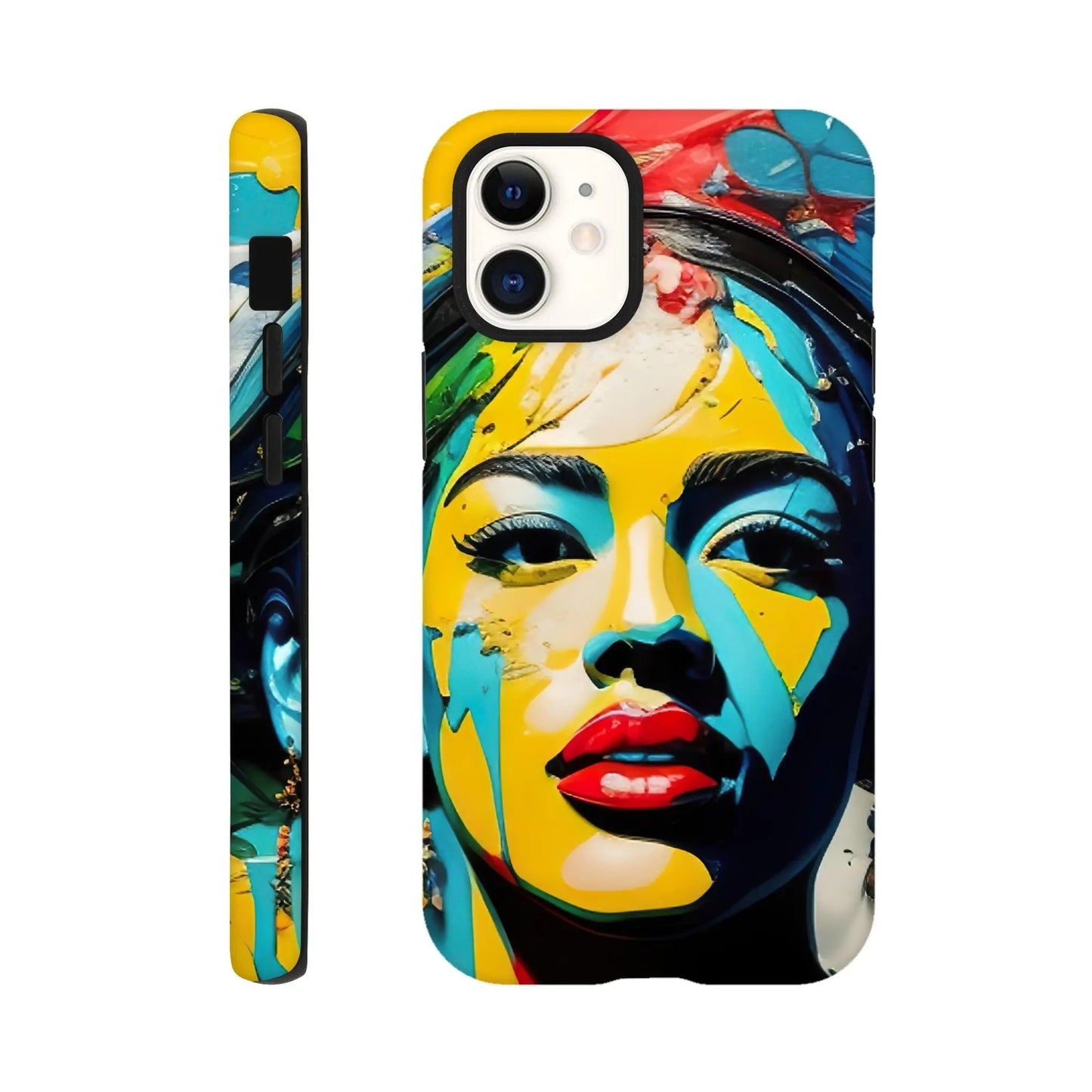 Smartphone-Hülle "Hart" - Frauenporträt im Splash Art Stil, KI-Kunst, Splash Art - Porträts, iPhone-12-Mini - RolConArt