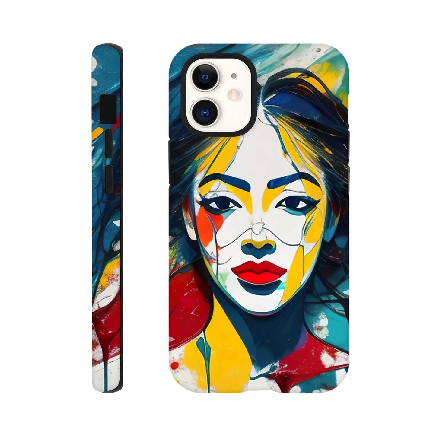 Smartphone-Hülle "Hart" - Frauenporträt im Splash Art Stil, KI-Kunst, Splash Art - Porträts, iPhone-12-Mini - RolConArt