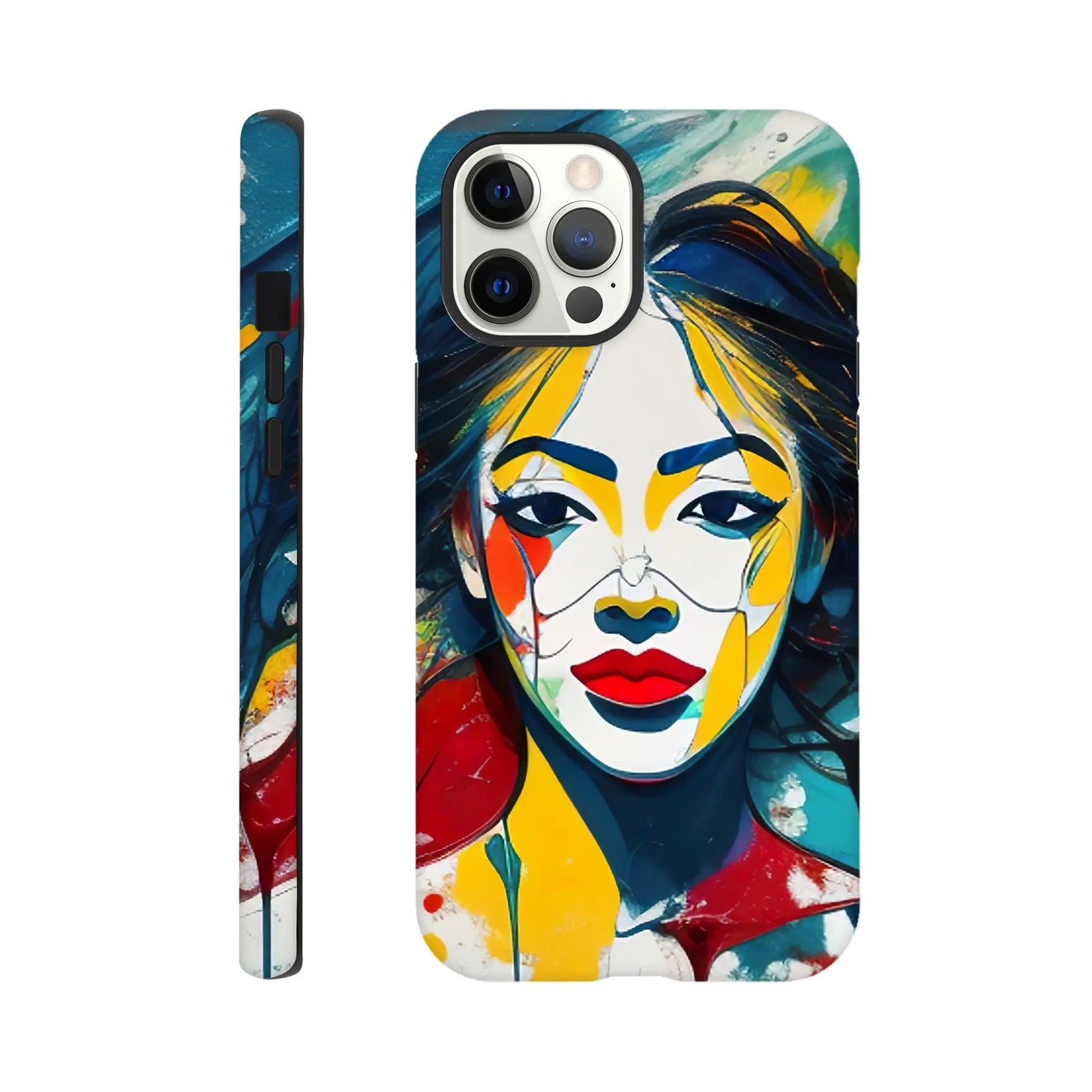 Smartphone-Hülle "Hart" - Frauenporträt im Splash Art Stil, KI-Kunst, Splash Art - Porträts, iPhone-12-Pro-Max - RolConArt