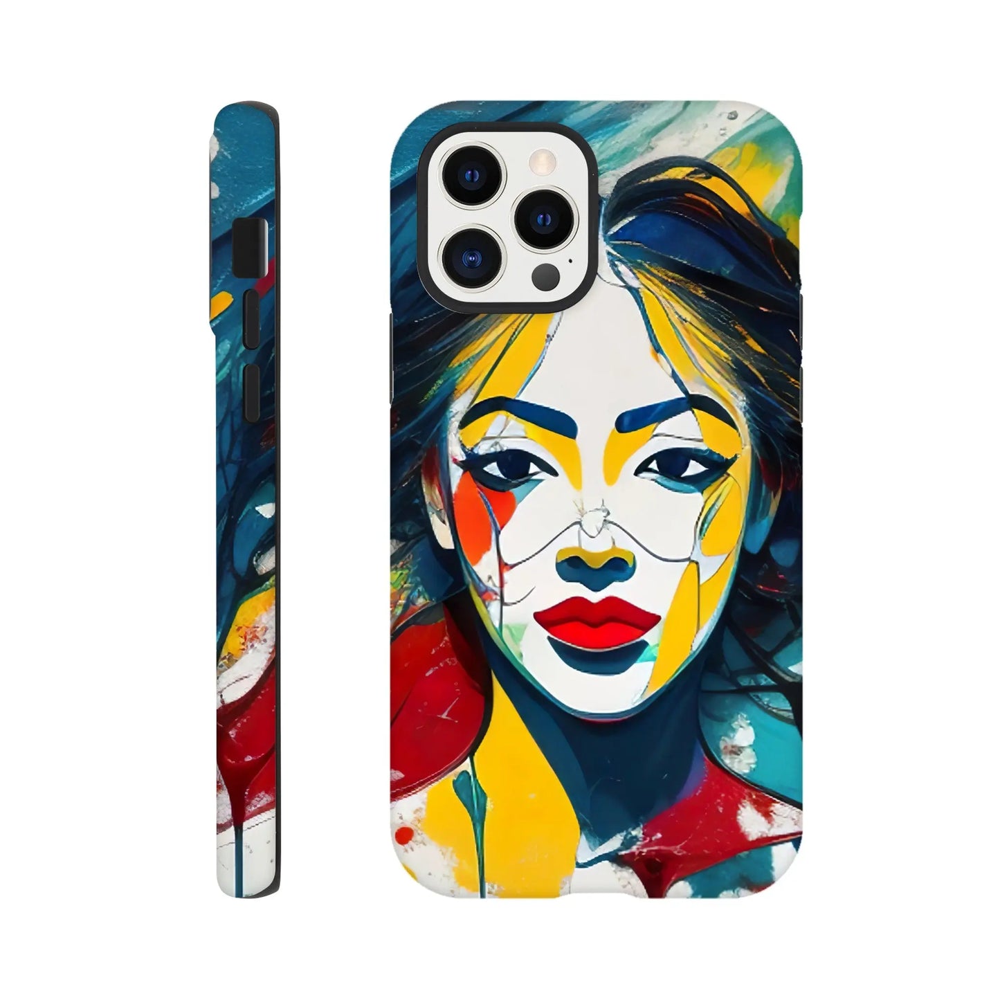 Smartphone-Hülle "Hart" - Frauenporträt im Splash Art Stil, KI-Kunst, Splash Art - Porträts, iPhone-12-Pro - RolConArt
