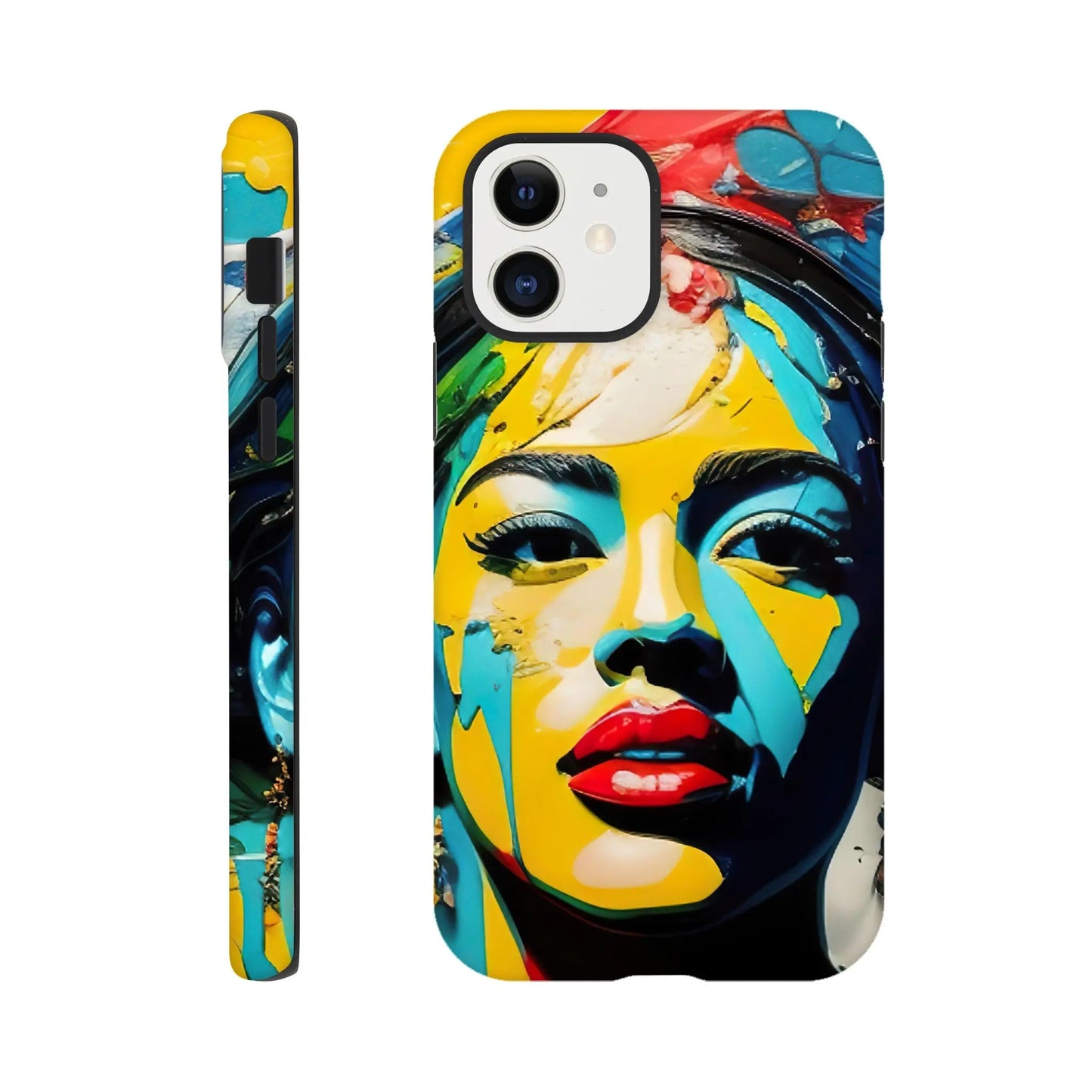 Smartphone-Hülle "Hart" - Frauenporträt im Splash Art Stil, KI-Kunst, Splash Art - Porträts, iPhone-12 - RolConArt