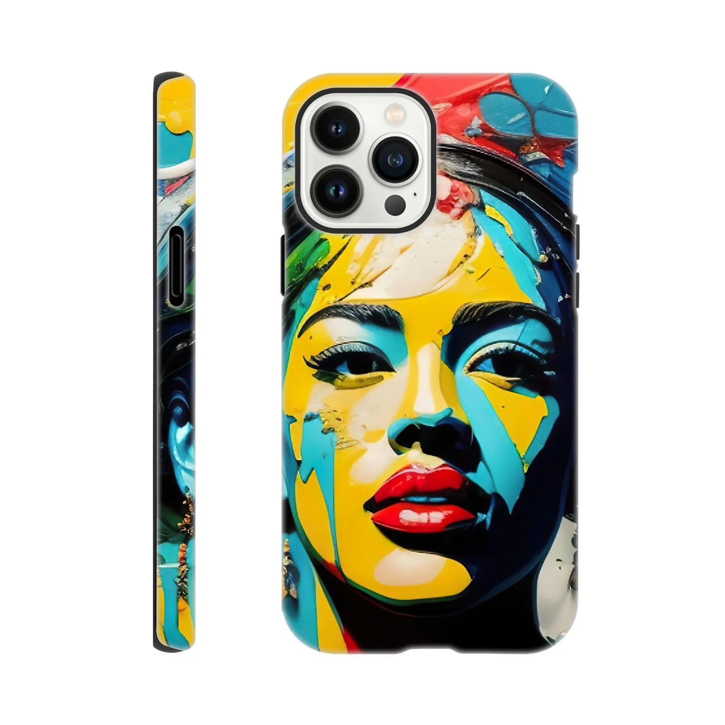 Smartphone-Hülle "Hart" - Frauenporträt im Splash Art Stil, KI-Kunst, Splash Art - Porträts, iPhone-13-Pro-Max - RolConArt