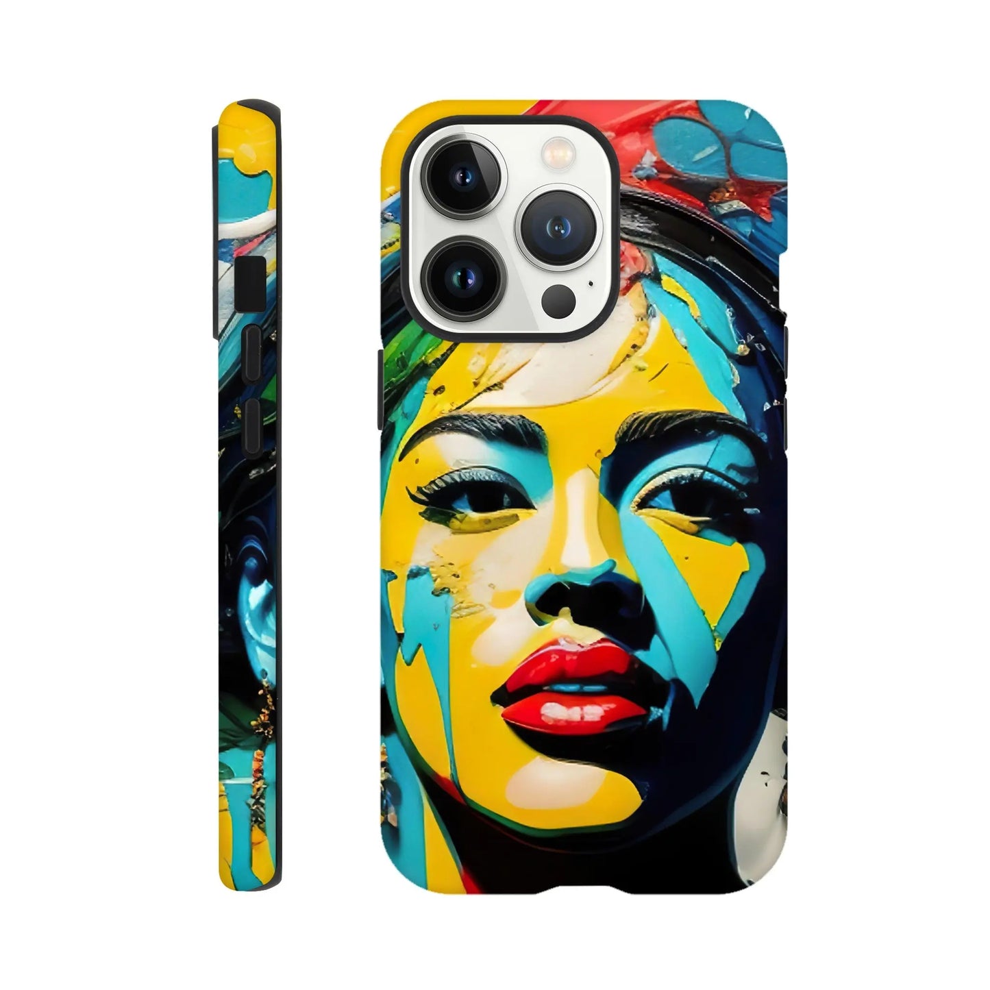 Smartphone-Hülle "Hart" - Frauenporträt im Splash Art Stil, KI-Kunst, Splash Art - Porträts, iPhone-13-Pro - RolConArt
