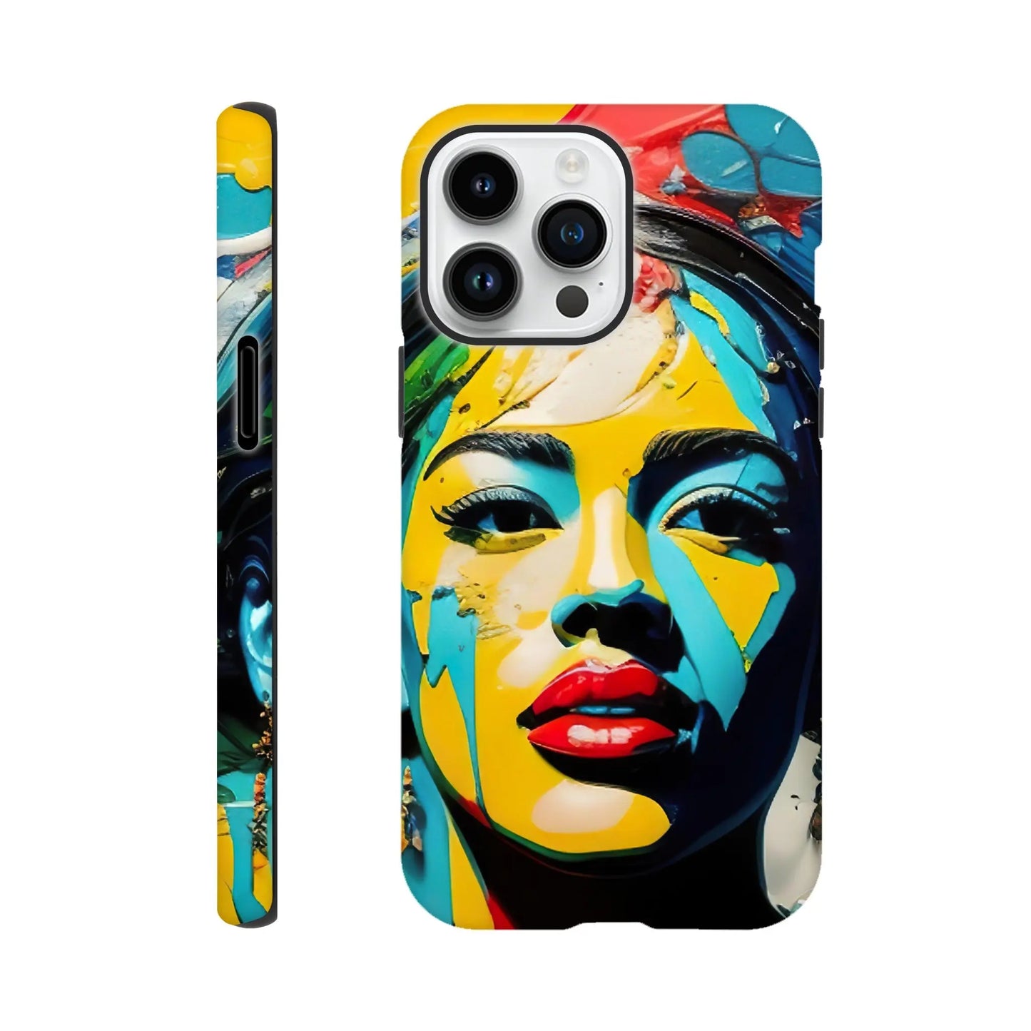 Smartphone-Hülle "Hart" - Frauenporträt im Splash Art Stil, KI-Kunst, Splash Art - Porträts, iPhone-14-Pro-Max - RolConArt