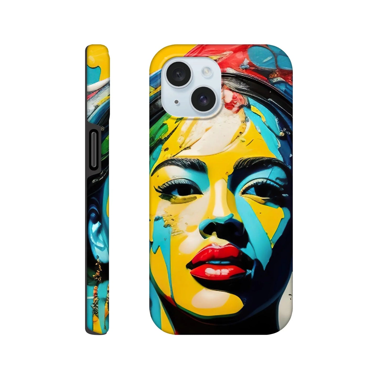 Smartphone-Hülle "Hart" - Frauenporträt im Splash Art Stil, KI-Kunst, Splash Art - Porträts, iPhone-15 - RolConArt