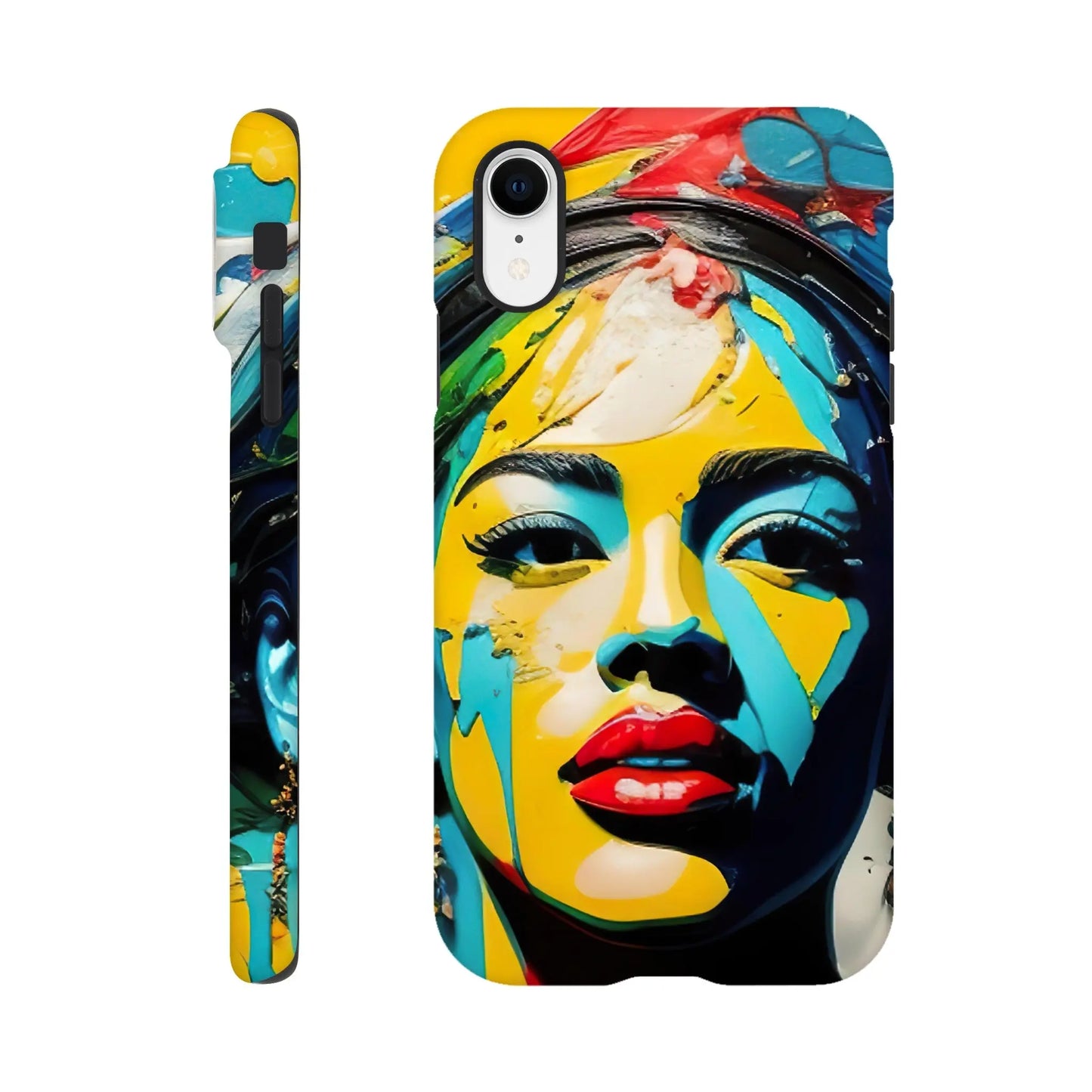 Smartphone-Hülle "Hart" - Frauenporträt im Splash Art Stil, KI-Kunst, Splash Art - Porträts, iPhone-XR - RolConArt
