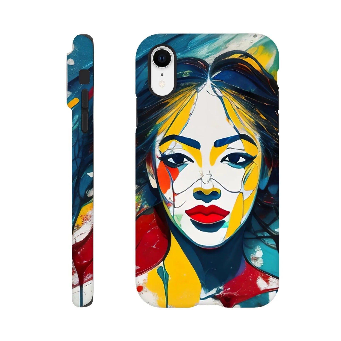Smartphone-Hülle "Hart" - Frauenporträt im Splash Art Stil, KI-Kunst, Splash Art - Porträts, iPhone-XR - RolConArt