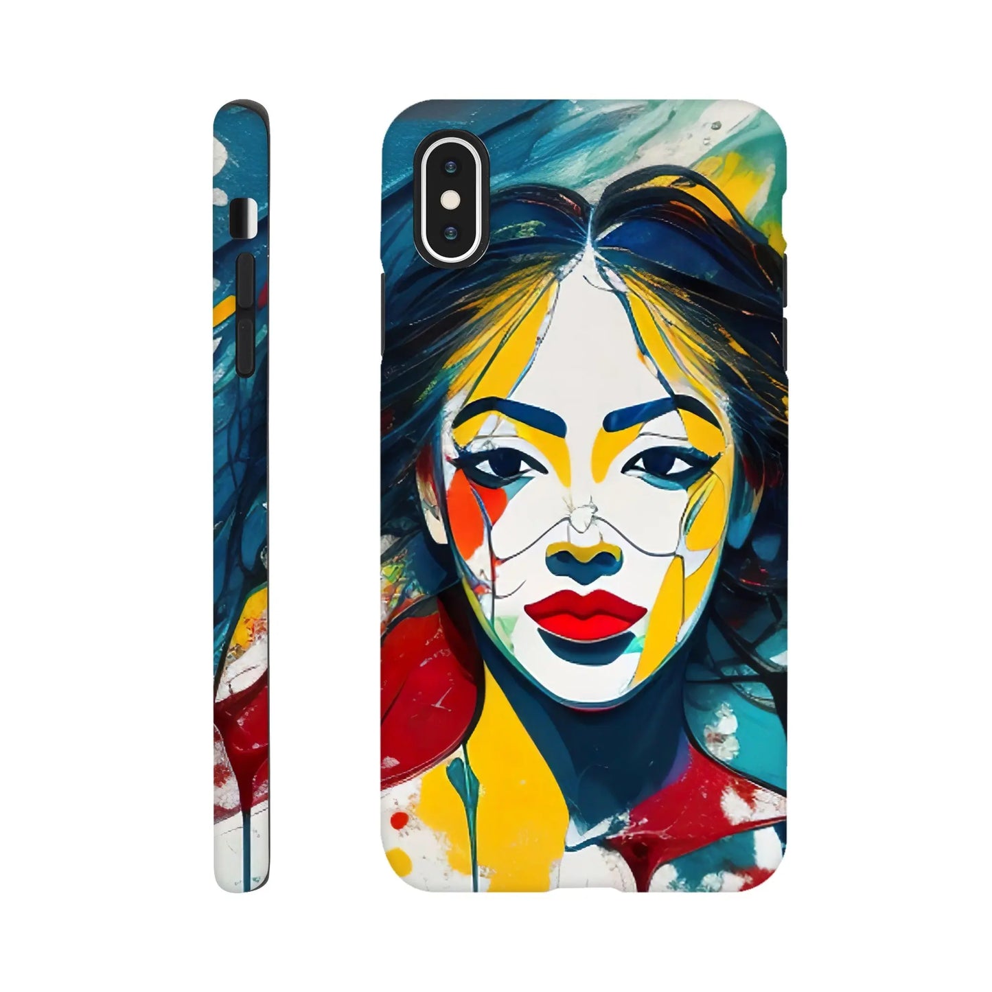 Smartphone-Hülle "Hart" - Frauenporträt im Splash Art Stil, KI-Kunst, Splash Art - Porträts, iPhone-XS-Max - RolConArt