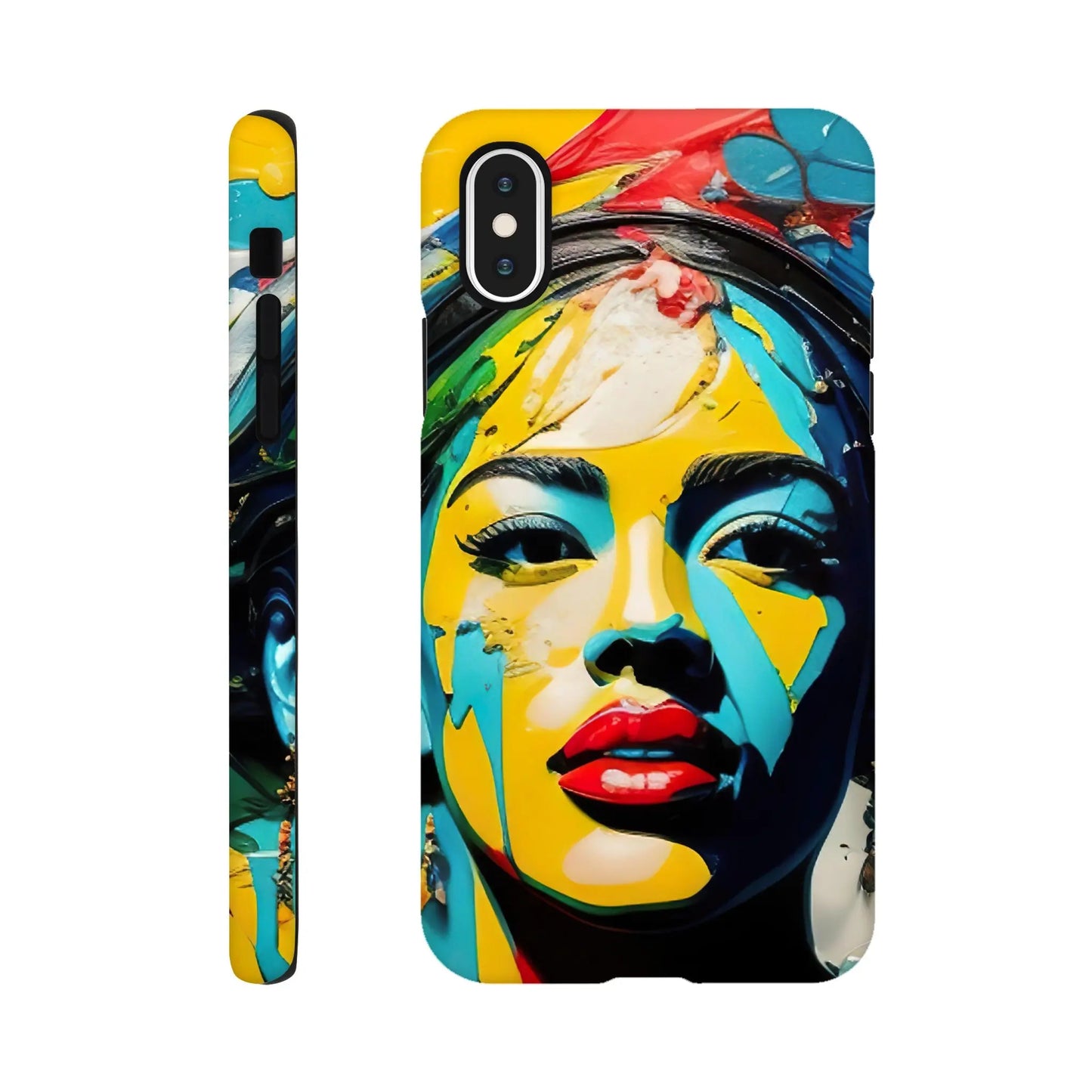 Smartphone-Hülle "Hart" - Frauenporträt im Splash Art Stil, KI-Kunst, Splash Art - Porträts, iPhone-XS - RolConArt