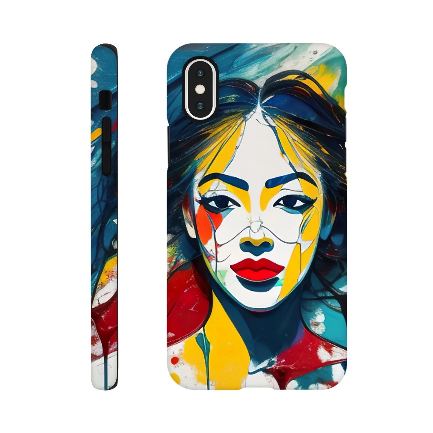 Smartphone-Hülle "Hart" - Frauenporträt im Splash Art Stil, KI-Kunst, Splash Art - Porträts, iPhone-X - RolConArt