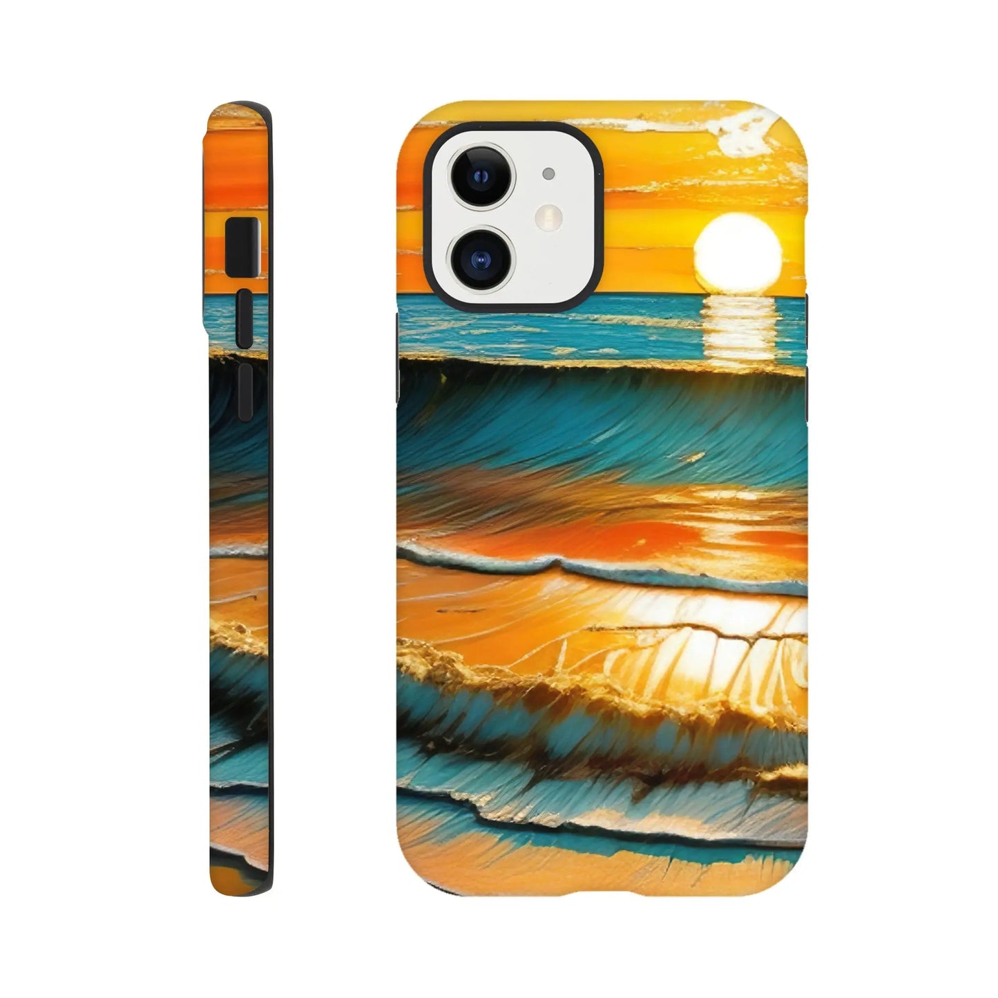 Smartphone-Hülle "Hart" - Kraftvolles Meer - Digitaler Stil, KI-Kunst, Landschaften, iPhone-12 - RolConArt