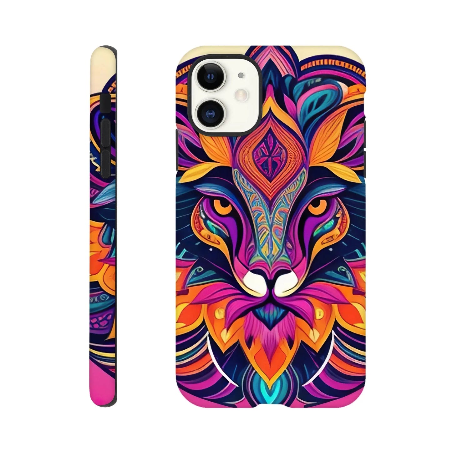 Smartphone-Hülle "Hart" - Löwenenergie - Digitaler Stil, KI-Kunst, Kreative Vielfalt, iPhone-11 - RolConArt
