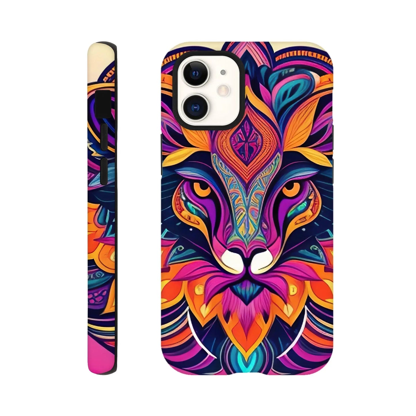 Smartphone-Hülle "Hart" - Löwenenergie - Digitaler Stil, KI-Kunst, Kreative Vielfalt, iPhone-12-Mini - RolConArt