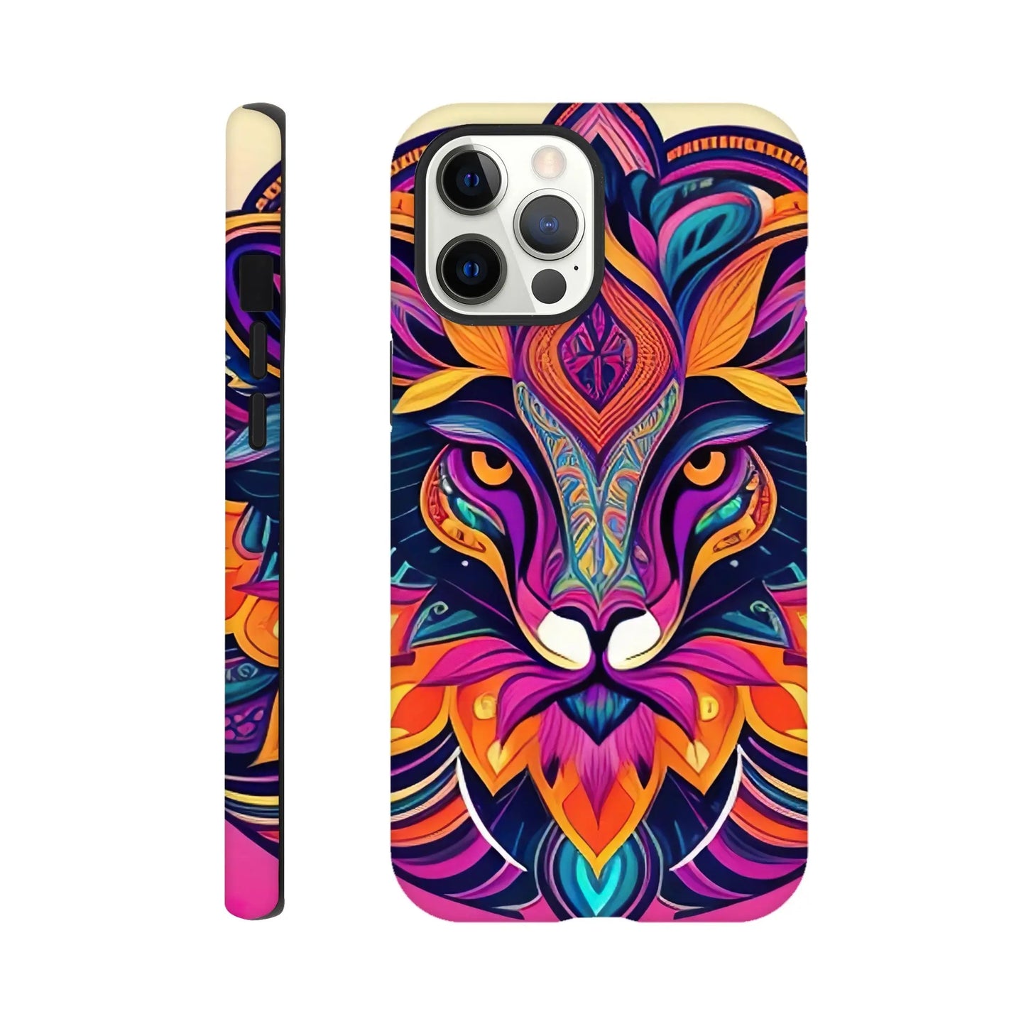 Smartphone-Hülle "Hart" - Löwenenergie - Digitaler Stil, KI-Kunst, Kreative Vielfalt, iPhone-12-Pro-Max - RolConArt