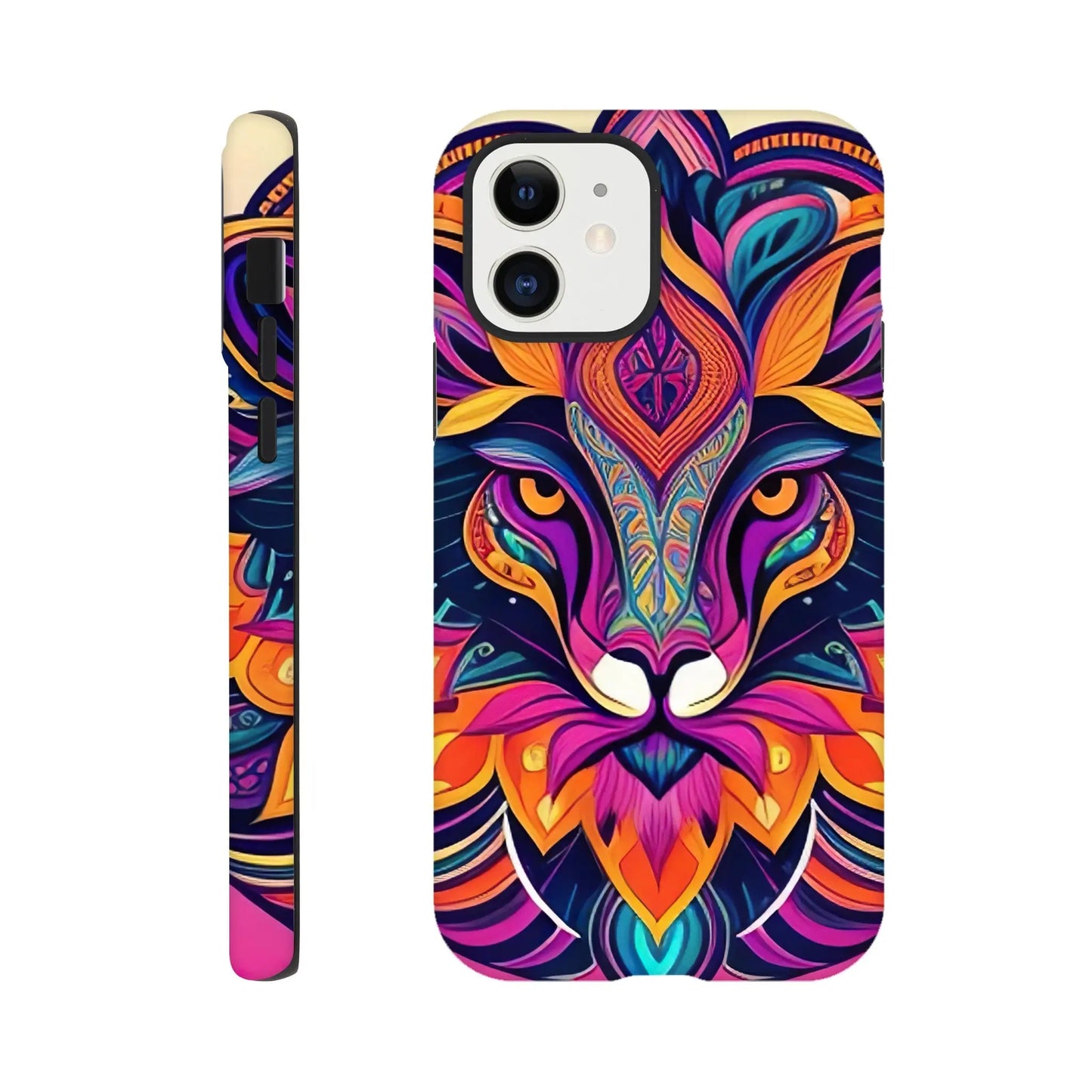 Smartphone-Hülle "Hart" - Löwenenergie - Digitaler Stil, KI-Kunst, Kreative Vielfalt, iPhone-12 - RolConArt