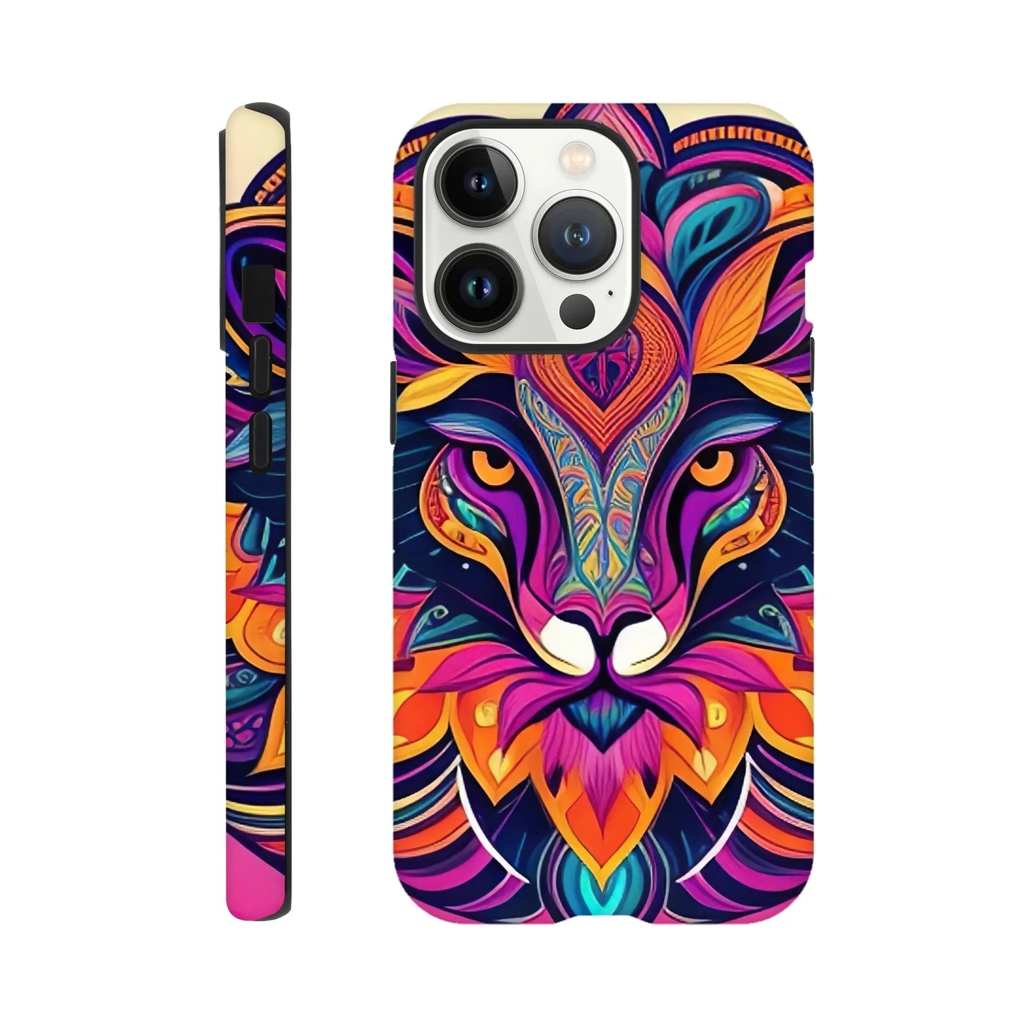 Smartphone-Hülle "Hart" - Löwenenergie - Digitaler Stil, KI-Kunst, Kreative Vielfalt, iPhone-13-Pro - RolConArt