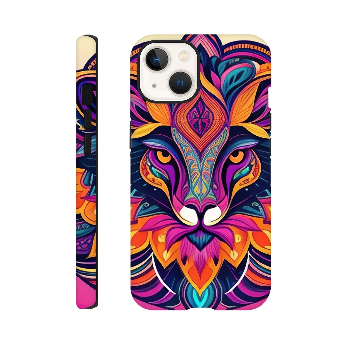 Smartphone-Hülle "Hart" - Löwenenergie - Digitaler Stil, KI-Kunst, Kreative Vielfalt, iPhone-13 - RolConArt