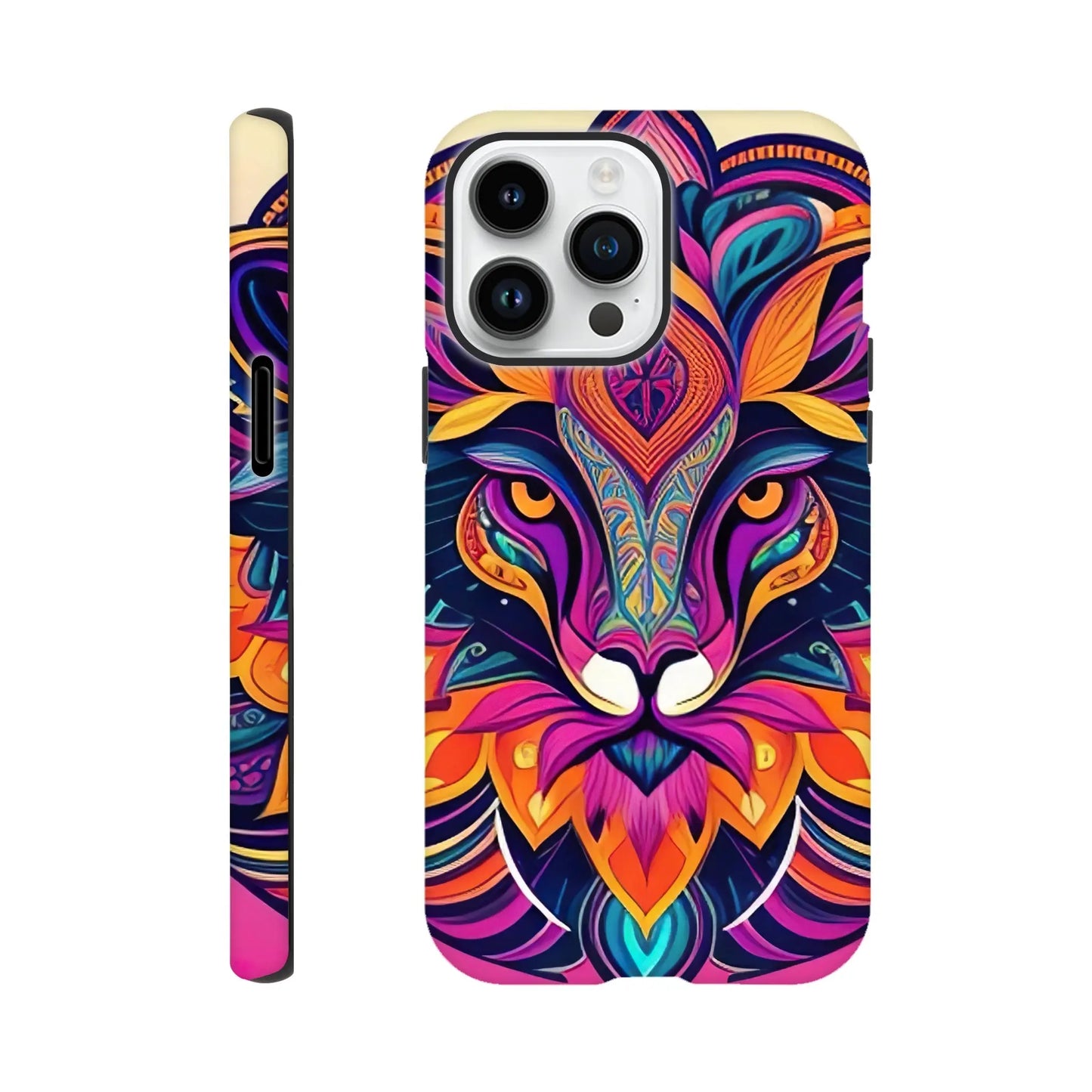 Smartphone-Hülle "Hart" - Löwenenergie - Digitaler Stil, KI-Kunst, Kreative Vielfalt, iPhone-14-Pro-Max - RolConArt