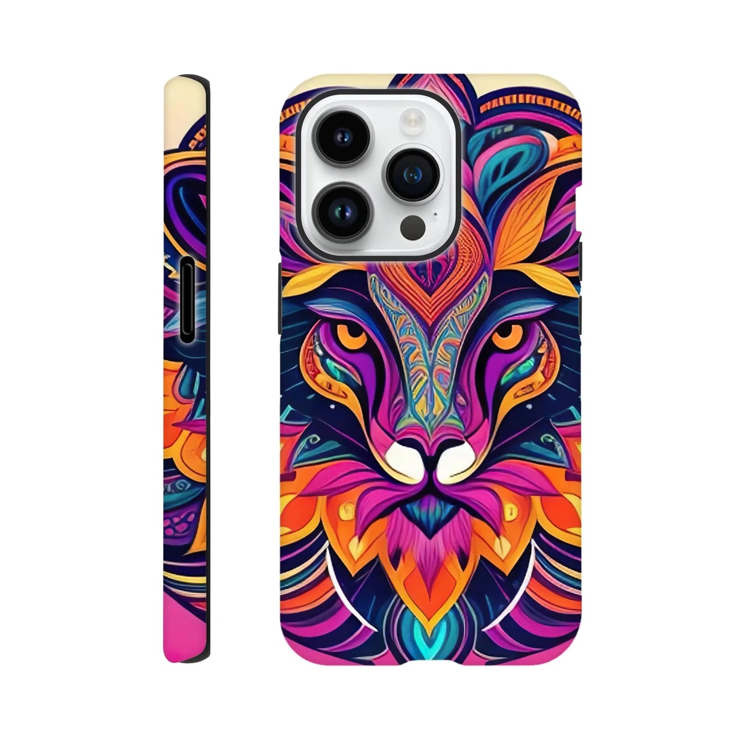 Smartphone-Hülle "Hart" - Löwenenergie - Digitaler Stil, KI-Kunst, Kreative Vielfalt, iPhone-14-Pro - RolConArt