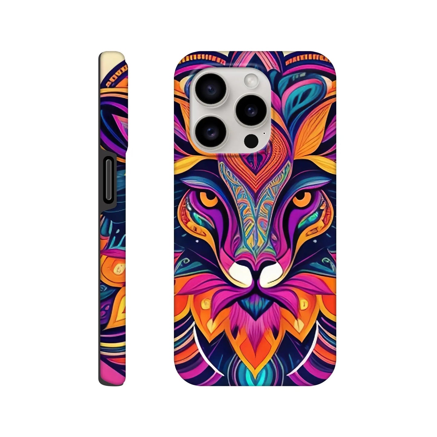 Smartphone-Hülle "Hart" - Löwenenergie - Digitaler Stil, KI-Kunst, Kreative Vielfalt, iPhone-15-Pro - RolConArt