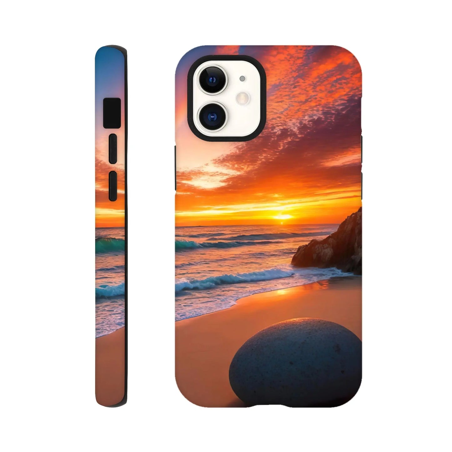 Smartphone-Hülle "Hart" - Strandlandschaft - Foto Stil, KI-Kunst, Landschaften, iPhone-12-Mini - RolConArt