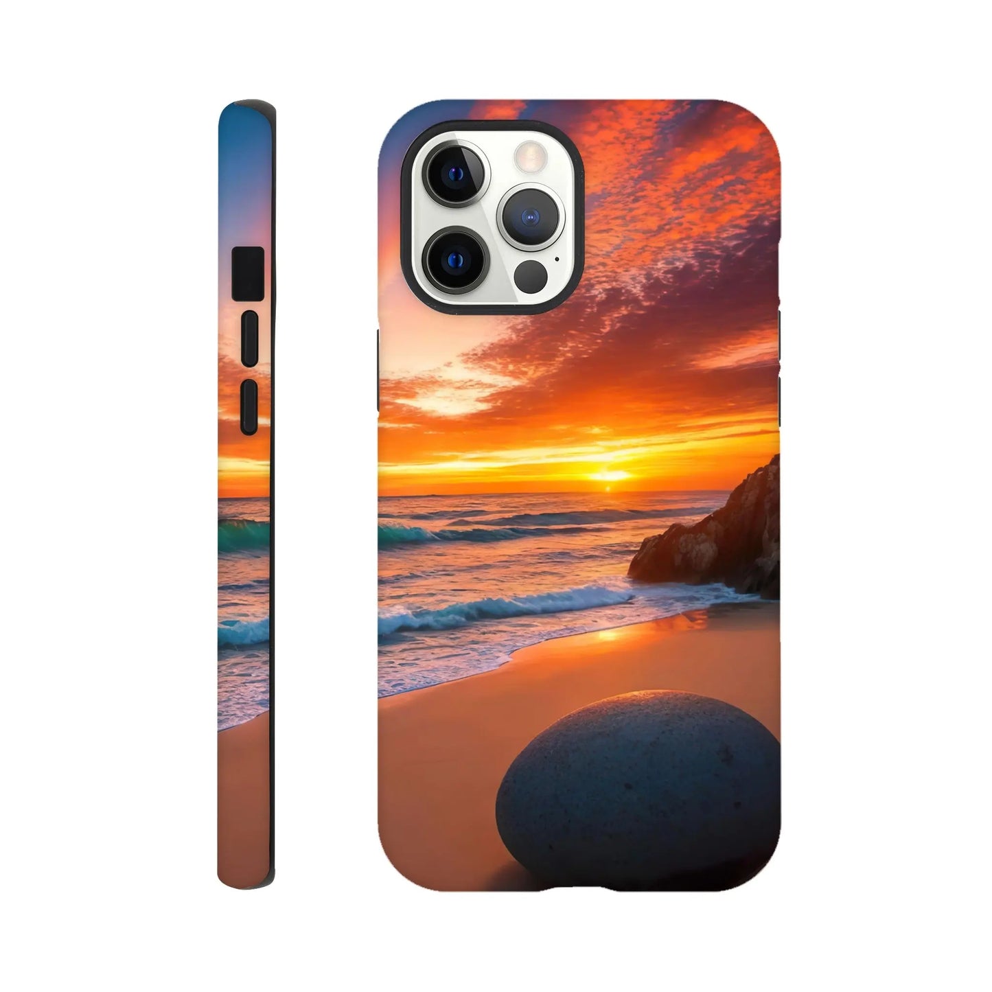 Smartphone-Hülle "Hart" - Strandlandschaft - Foto Stil, KI-Kunst, Landschaften, iPhone-12-Pro-Max - RolConArt