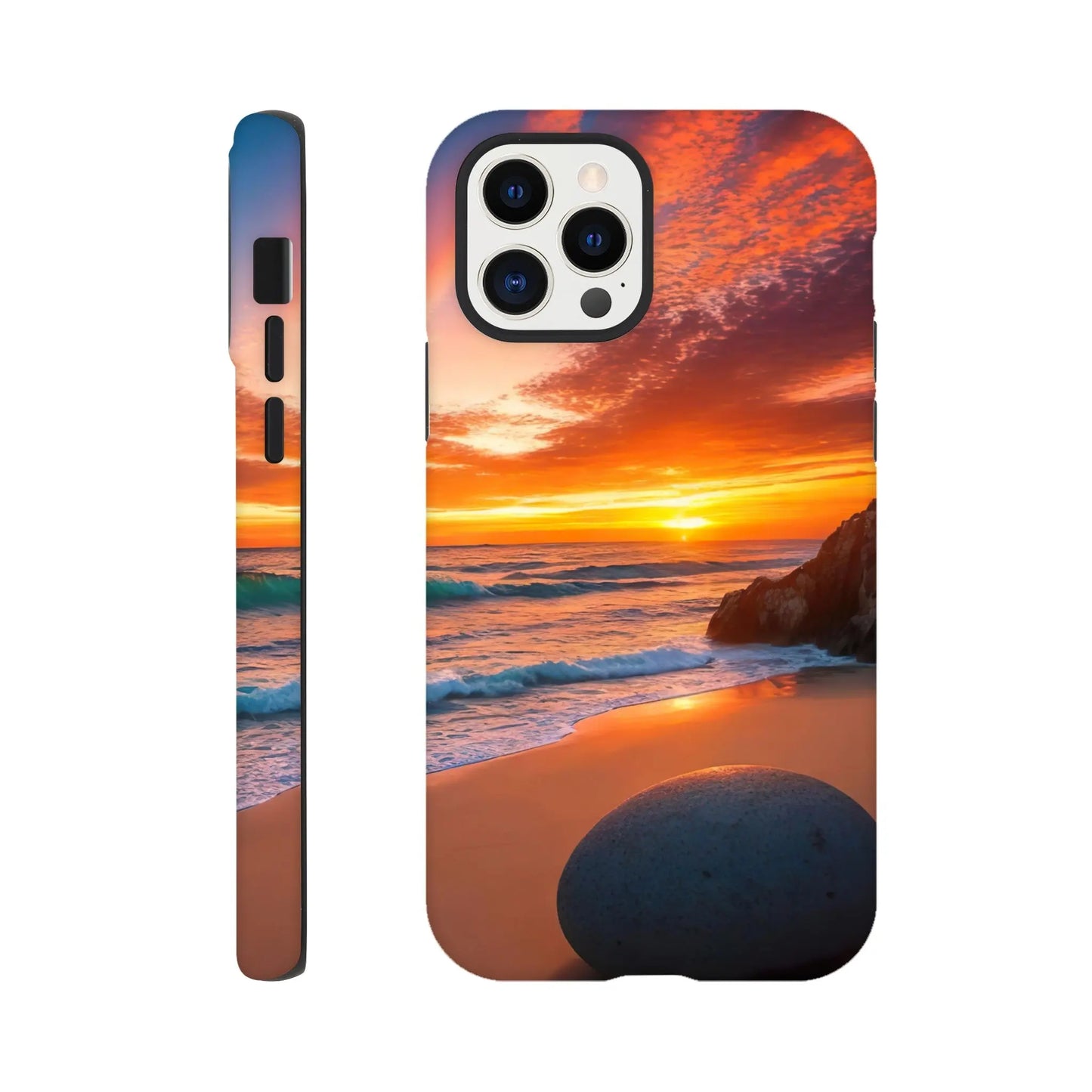 Smartphone-Hülle "Hart" - Strandlandschaft - Foto Stil, KI-Kunst, Landschaften, iPhone-12-Pro - RolConArt