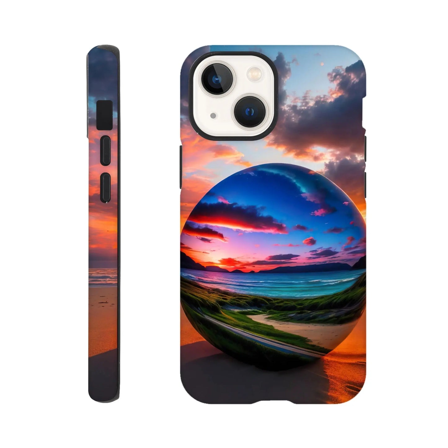 Smartphone-Hülle "Hart" - Strandlandschaft - Foto Stil, KI-Kunst, Landschaften, iPhone-13-Mini - RolConArt