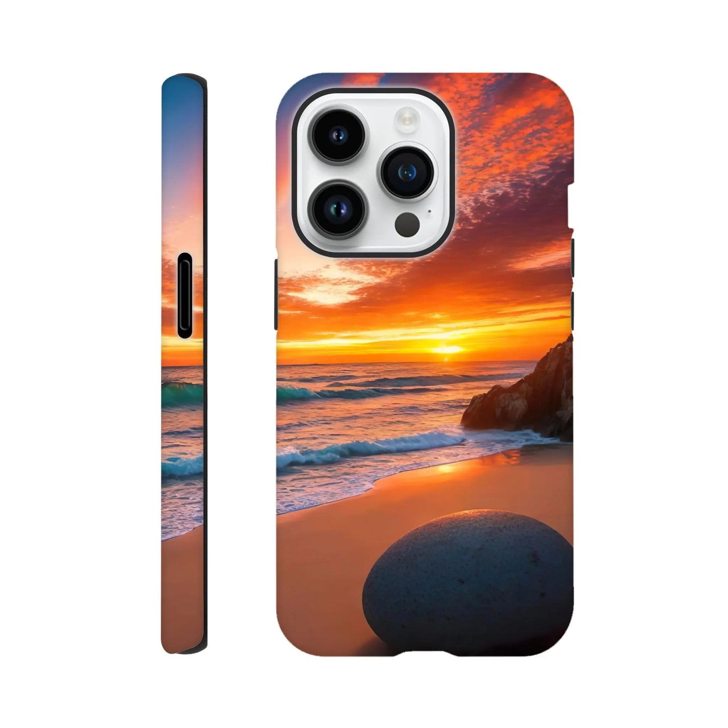 Smartphone-Hülle "Hart" - Strandlandschaft - Foto Stil, KI-Kunst, Landschaften, iPhone-14-Pro - RolConArt
