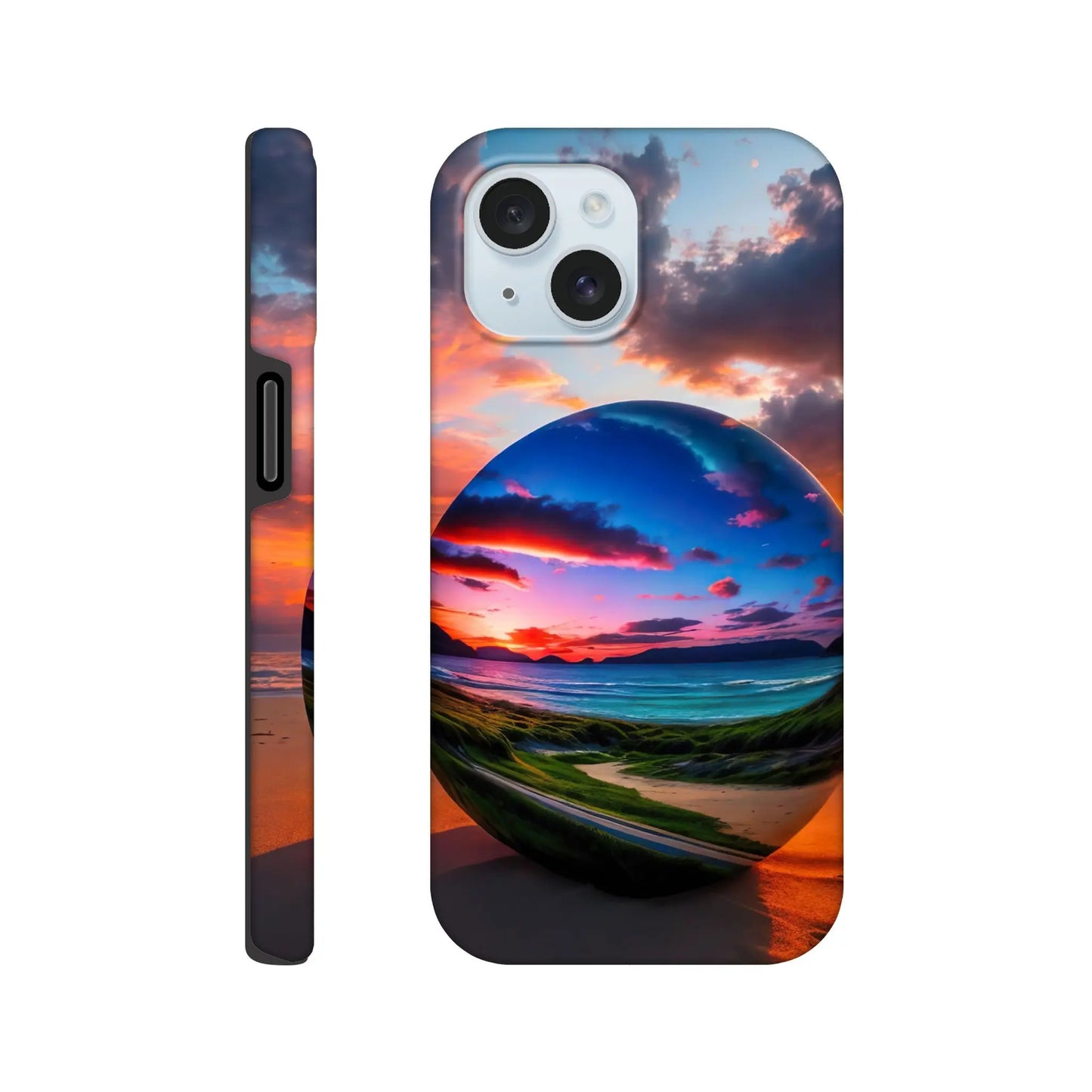 Smartphone-Hülle "Hart" - Strandlandschaft - Foto Stil, KI-Kunst, Landschaften, iPhone-15 - RolConArt