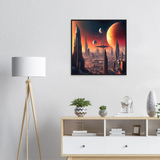 Gerahmtes Premium-Poster -Futuristische Welt- Digitaler Stil, KI-Kunst - RolConArt, Sci-Fi,