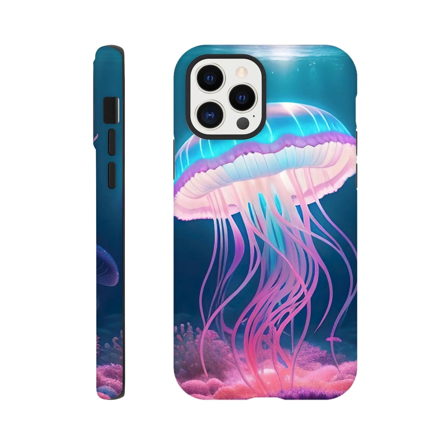 Smartphone-Hülle "Hart" - Qualle - Digitaler Stil, KI-Kunst RolConArt, Unterwasserlandschaften, iPhone-12-Pro