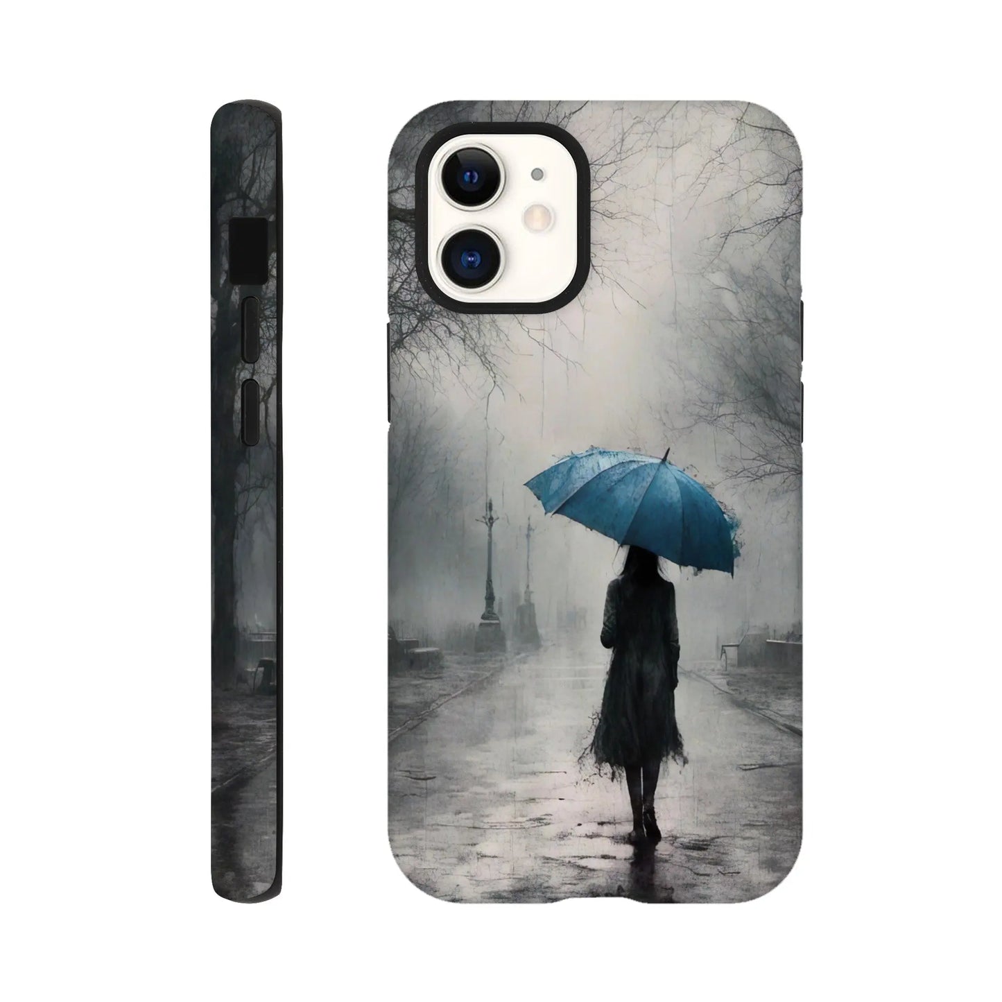 Smartphone-Hülle "Hart" - Frau Im Park - Düsterer Stil, KI-Kunst RolConArt, Malerischer Stil - Porträts, iPhone-12-Mini