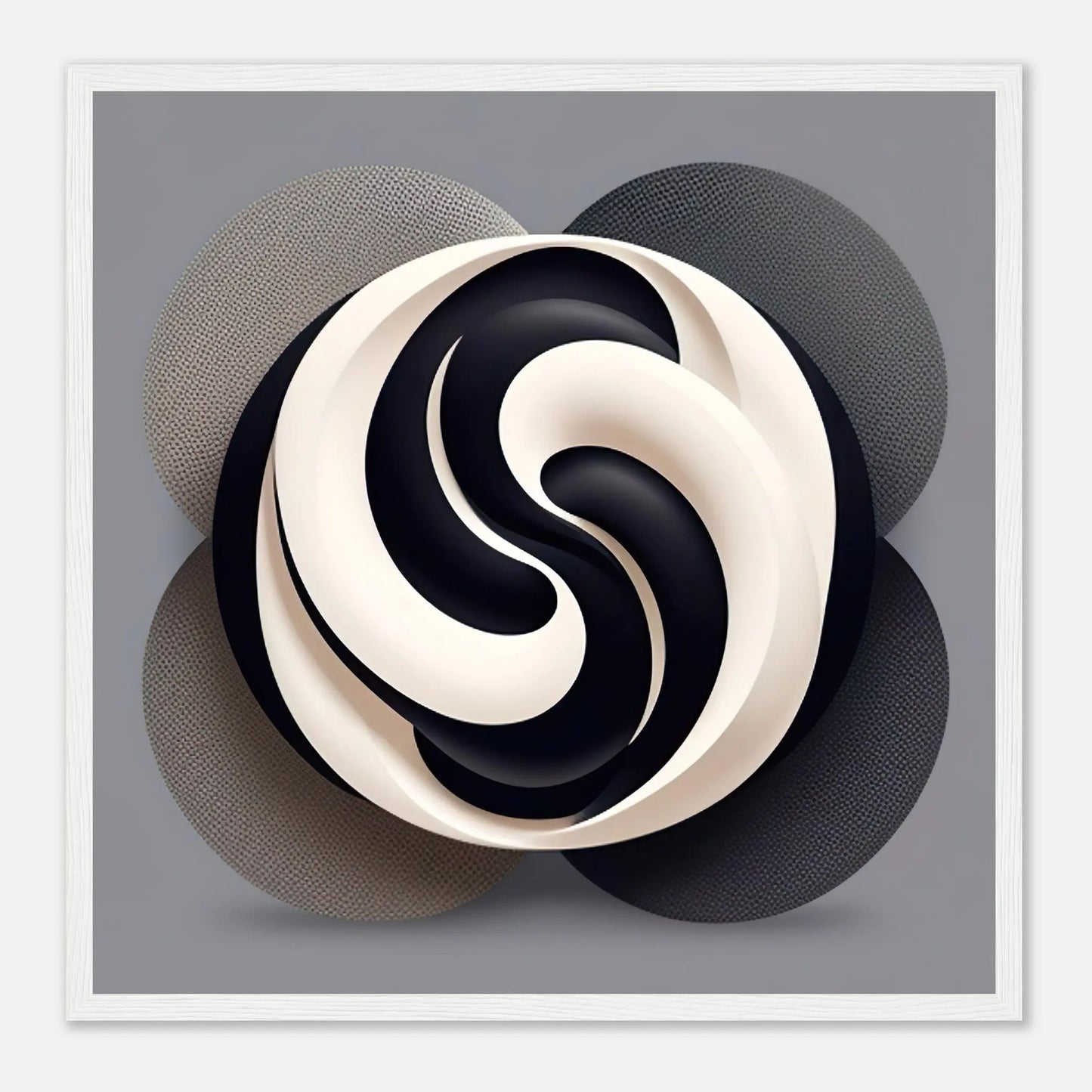 Gerahmtes Premium-Poster - Yin Yang - Digitaler Stil, KI-Kunst - RolConArt, Kreative Vielfalt, 50x50-cm-20x20-Weißer-Rahmen