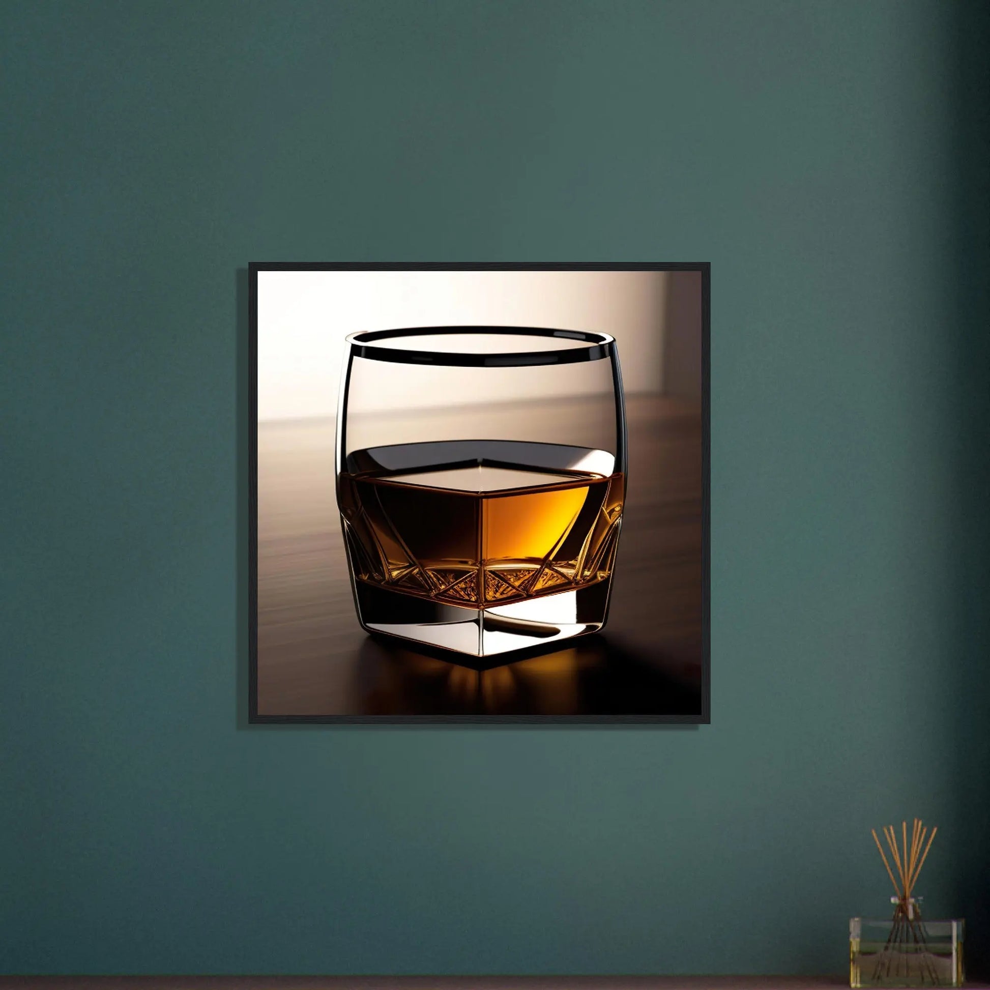 Gerahmtes Premium-Poster - Whiskey im Glas - Foto Stil, KI-Kunst - RolConArt, Kreative Vielfalt,