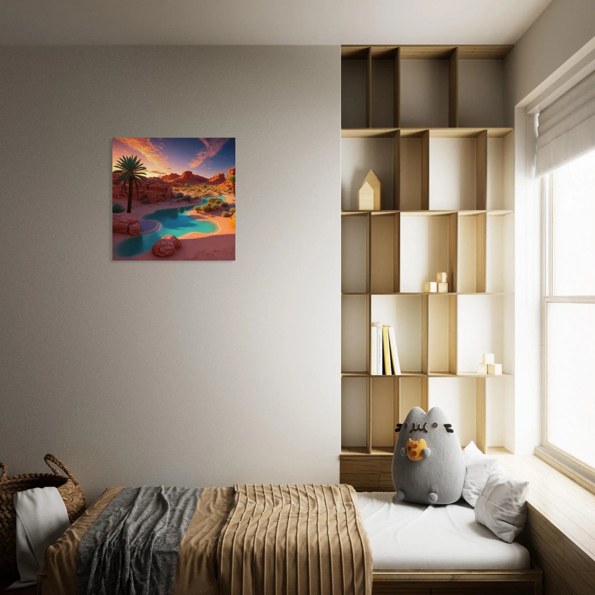 Moderner Forex-Druck - Oase in der Wüste - Foto Stil, KI-Kunst - RolConArt, Landschaften,