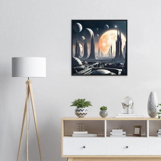 Gerahmtes Premium-Poster -Futuristische Welt- Digitaler Stil, KI-Kunst - RolConArt, Sci-Fi,