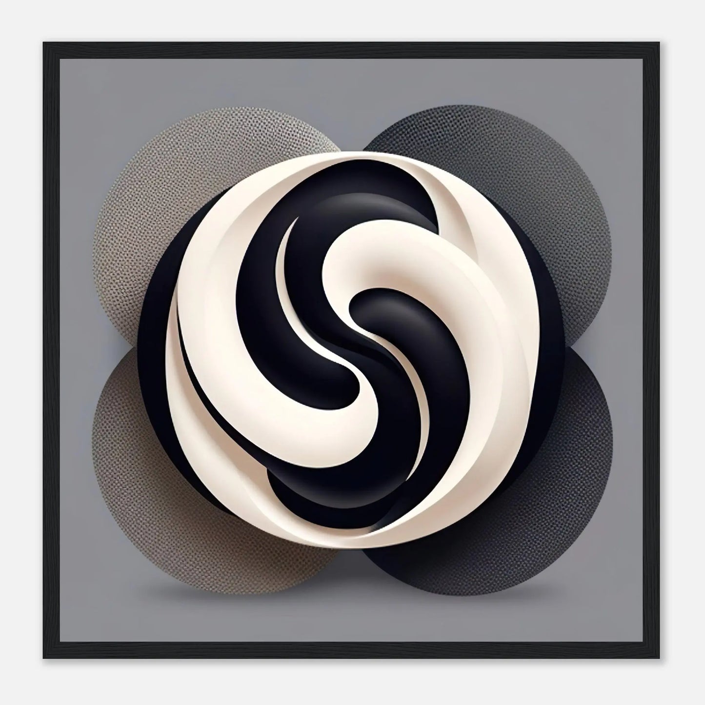 Gerahmtes Premium-Poster - Yin Yang - Digitaler Stil, KI-Kunst - RolConArt, Kreative Vielfalt, 50x50-cm-20x20-Schwarzer-Rahmen