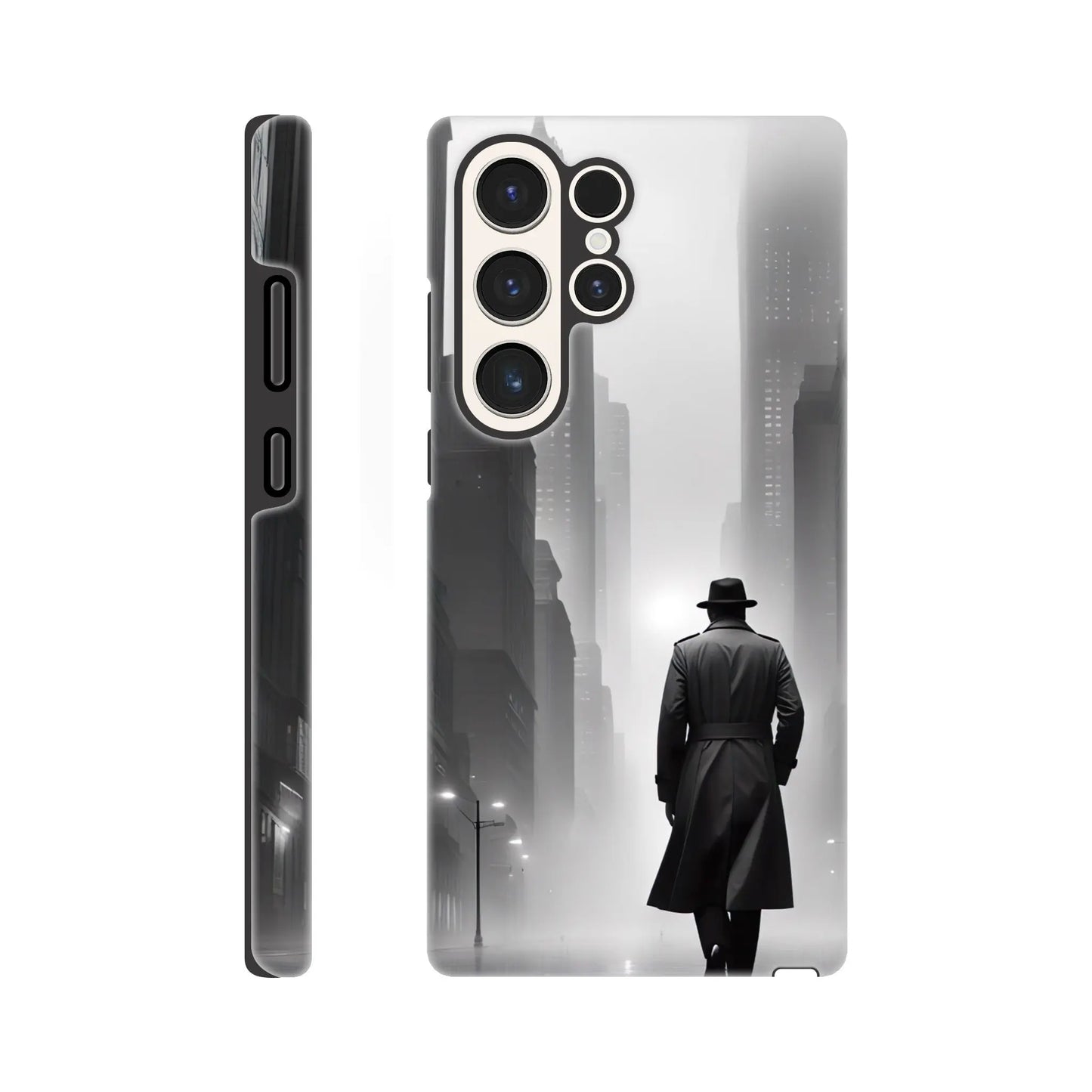 Smartphone-Hülle "Hart" - Stadtgänger - Schwarz-Weiß Stil, KI-Kunst RolConArt, Schwarz-Weiß, Galaxy-S23-Ultra