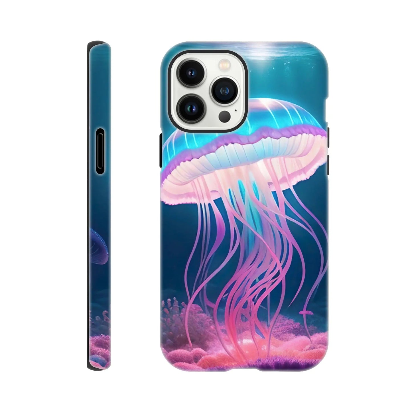 Smartphone-Hülle "Hart" - Qualle - Digitaler Stil, KI-Kunst RolConArt, Unterwasserlandschaften, iPhone-13-Pro-Max