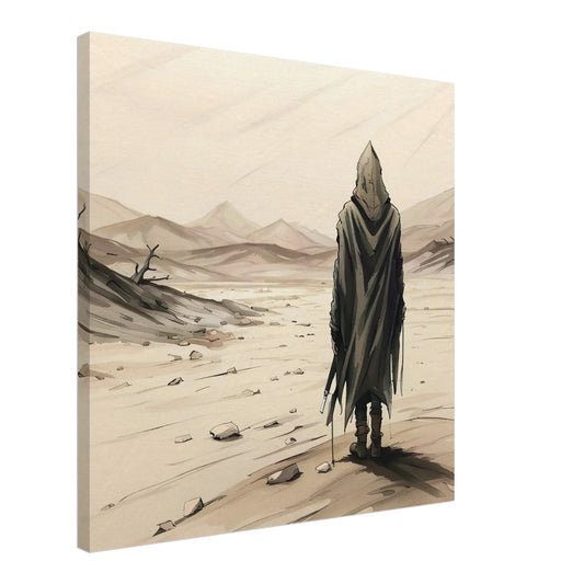 Leinwandbild - Eine Person in der Wüste - Malerischer Stil, KI-Kunst - RolConArt, Malerischer Stil - Porträts,
