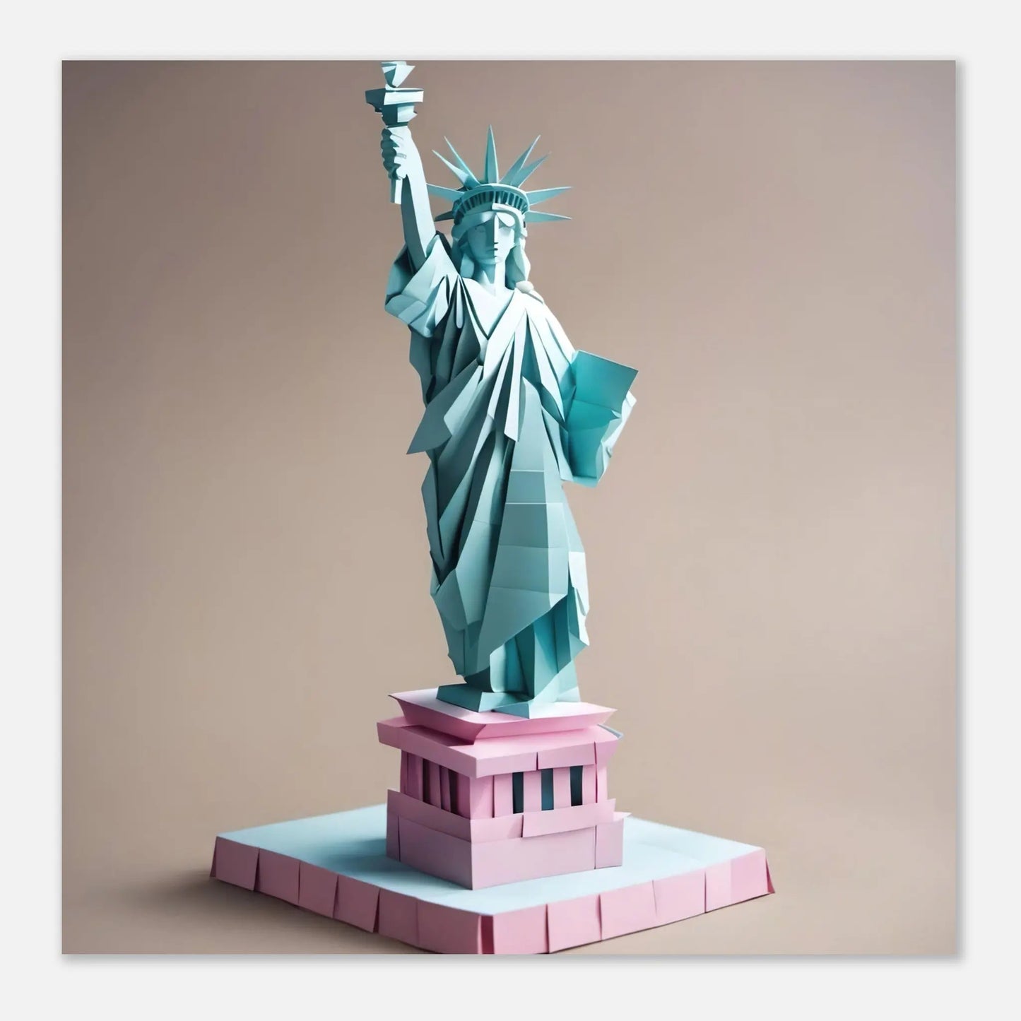 Aluminiumdruck - Freiheitsstatue - Origami Stil, KI-Kunst RolConArt